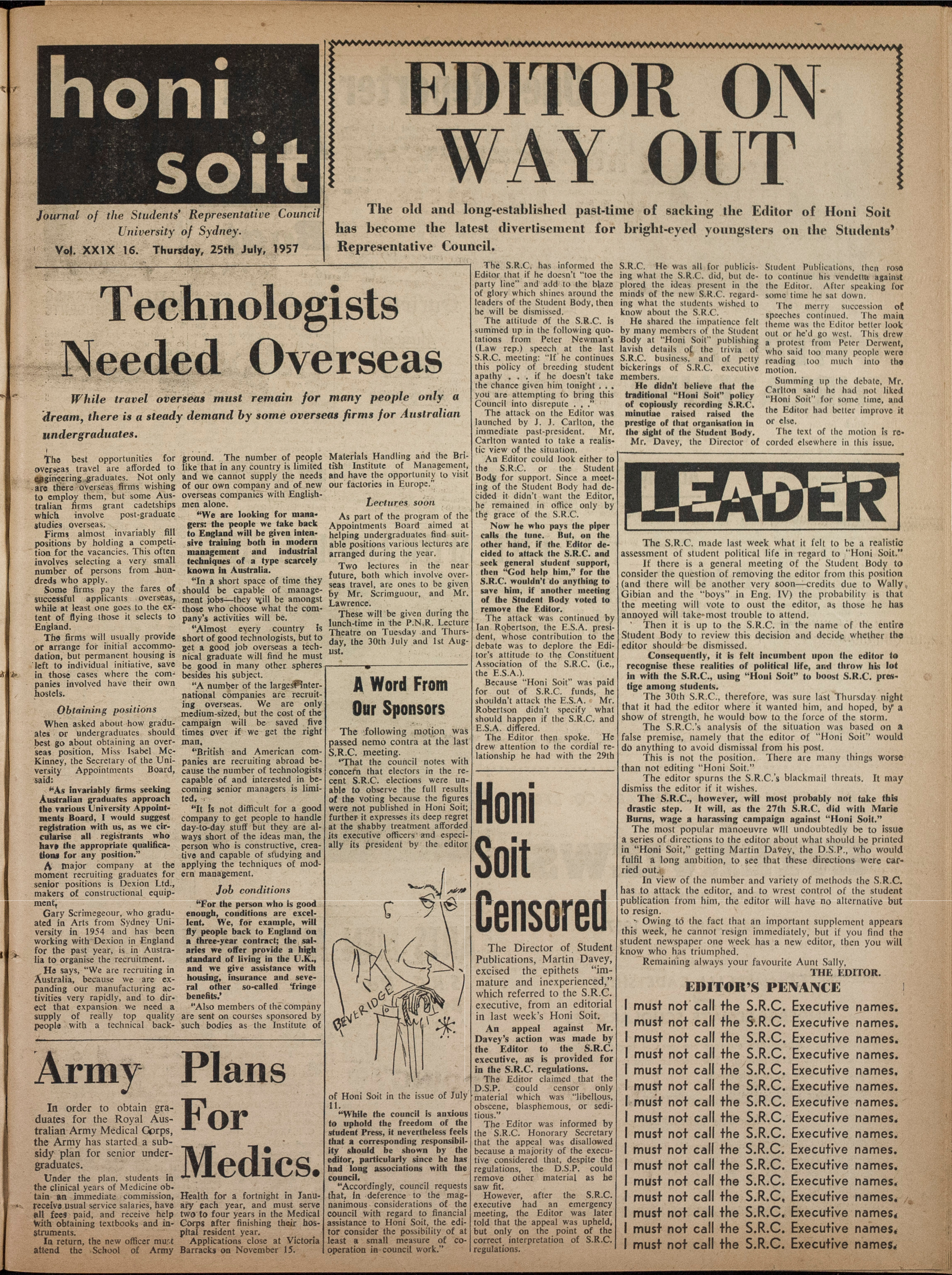 Honi Soit 1957 Issue 16