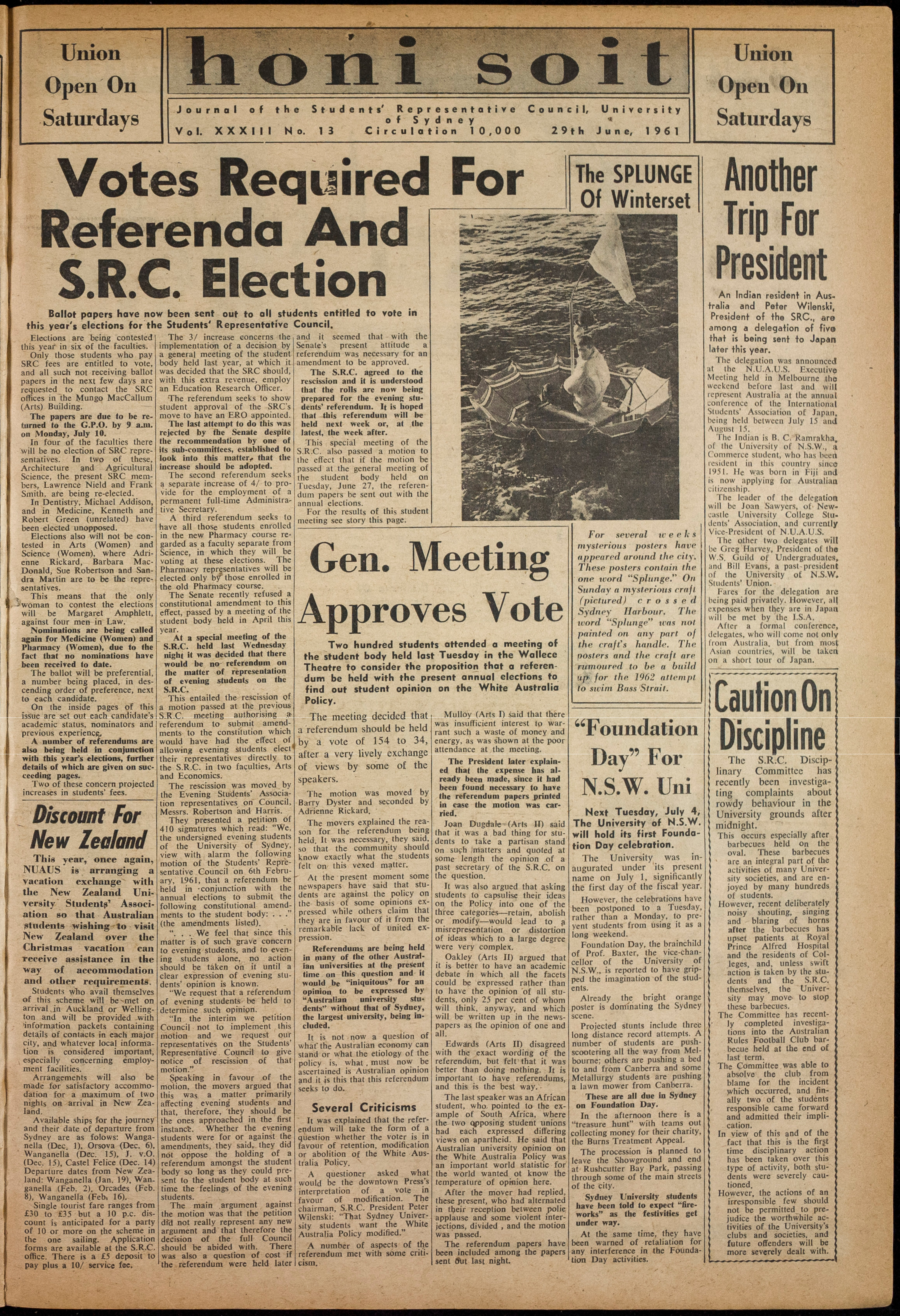 Honi Soit 1961 Issue 13