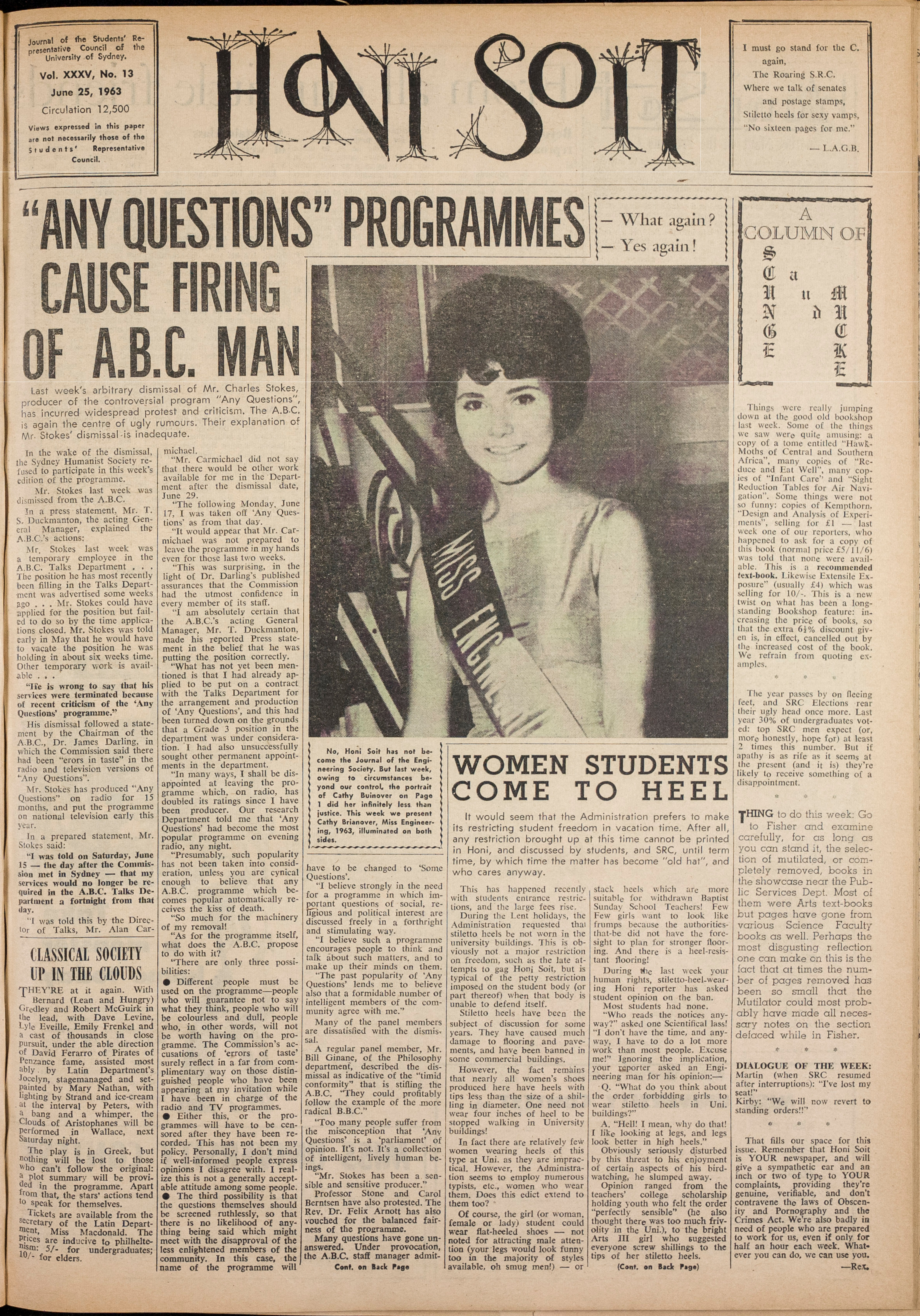 Honi Soit 1963 Issue 13