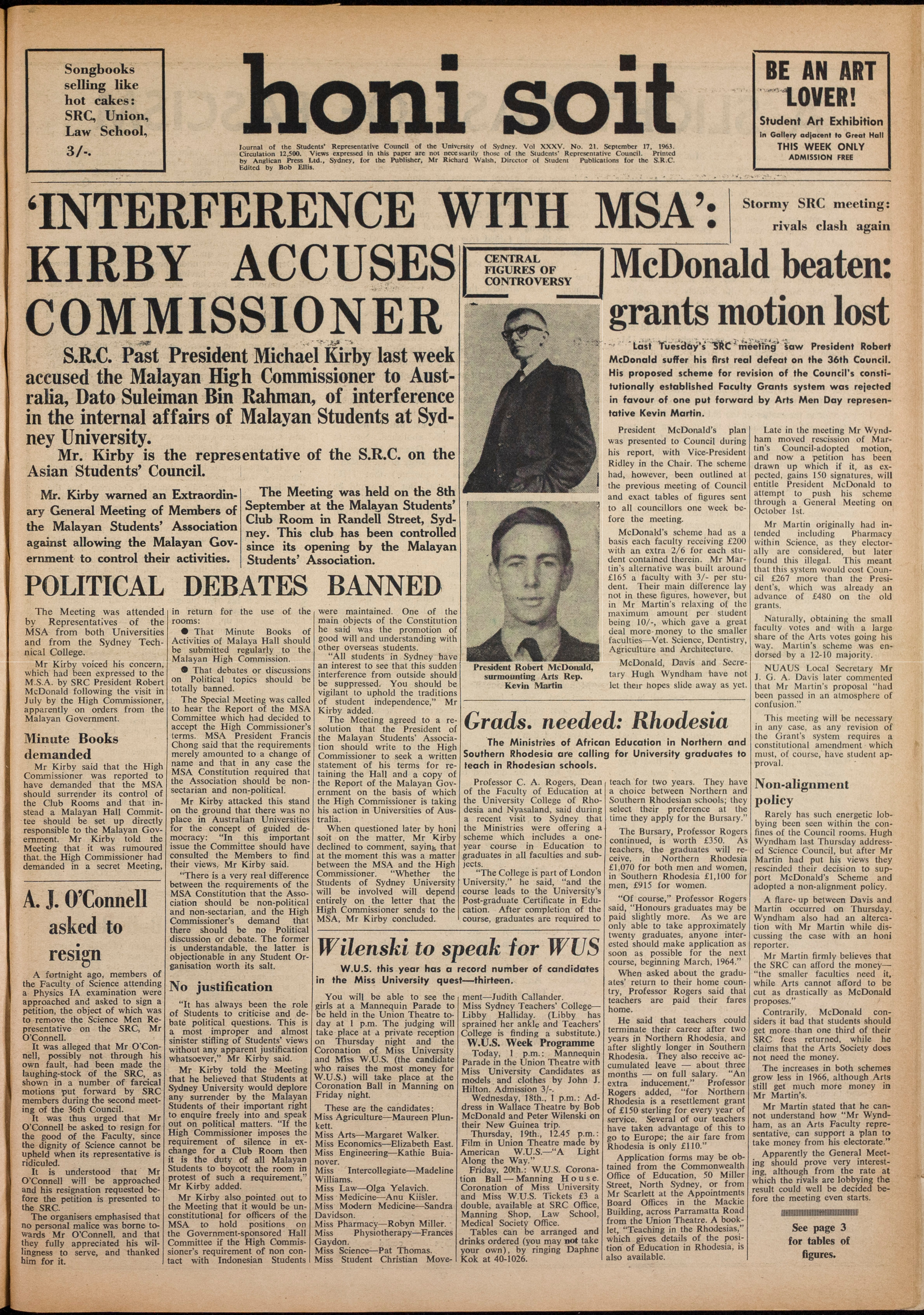 Honi Soit 1963 Issue 21