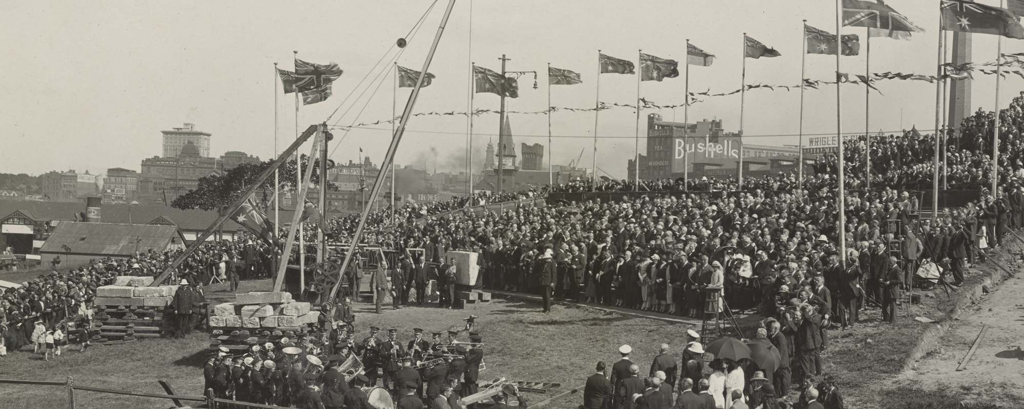 Setting the Foundation Stone for the Sydney Harbour Bridge