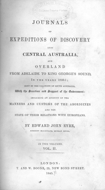 Journals of Expeditions of Discovery into Central Australia: Image of front page to volume 2