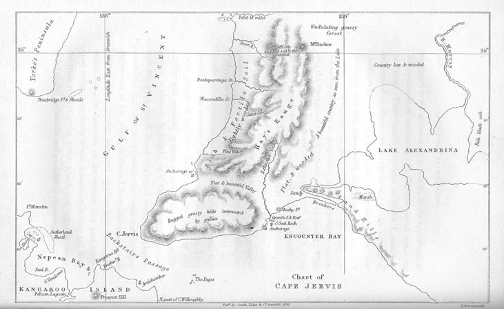 Two Expeditions in the Interior of Southern Australia: Chart of Cape Jervis, and Encounter Bay