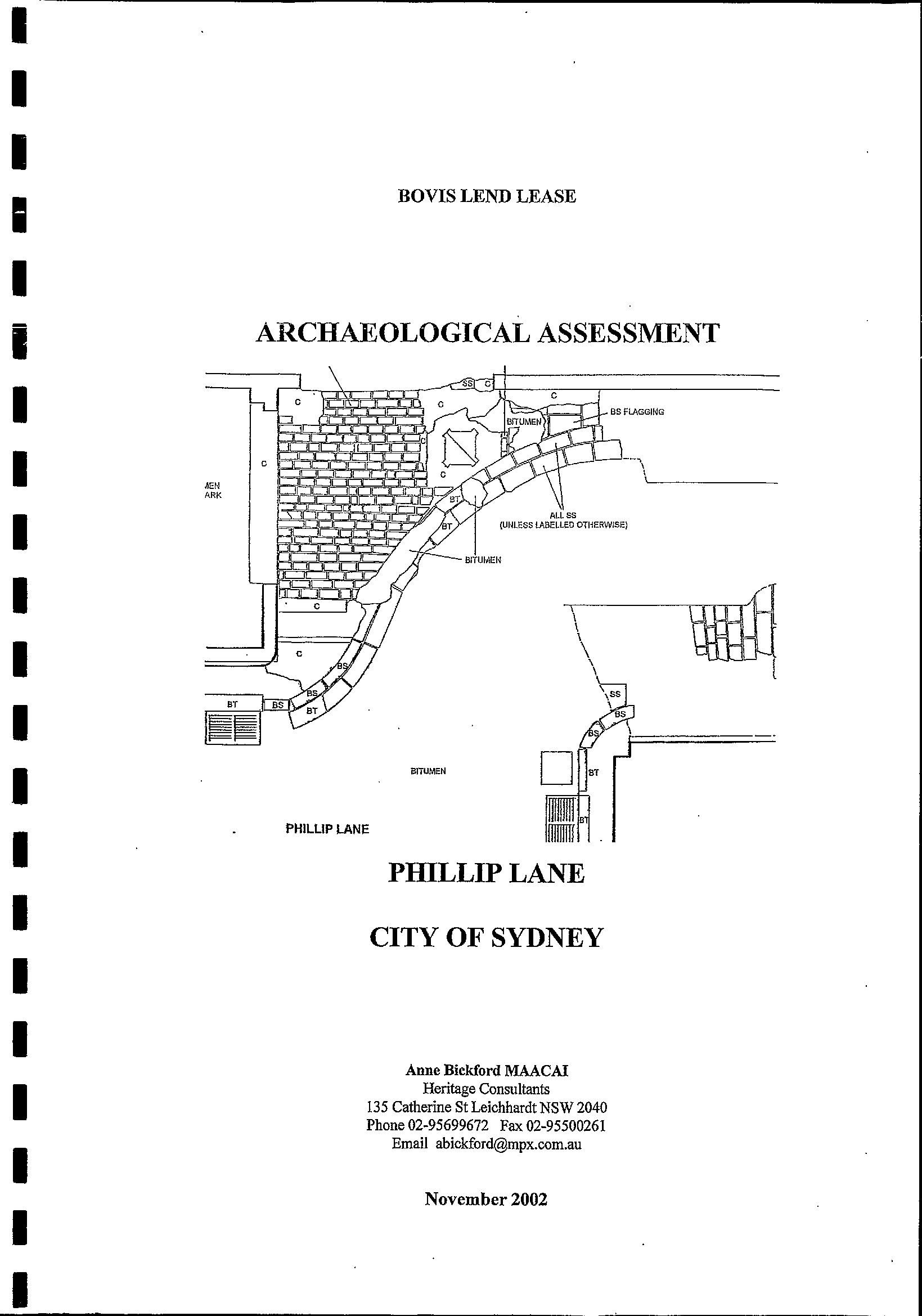 Archaeological Assessment, Phillip Lane, City of Sydney.