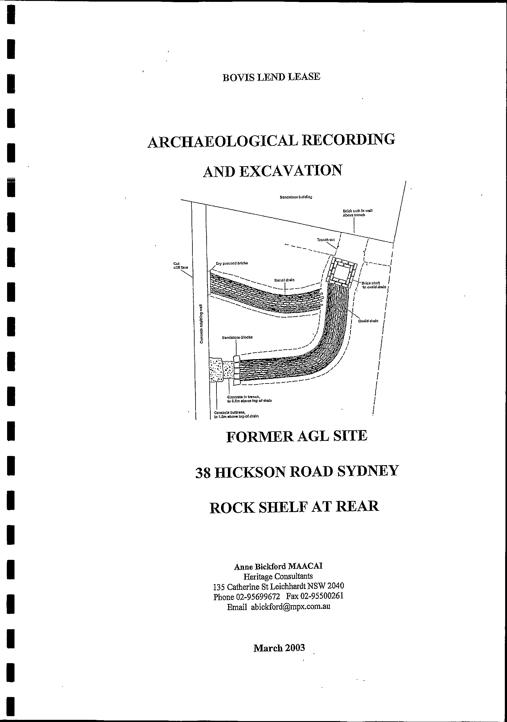 Archaeological Recording and Excavation. Former AGL Site 38 Hickson Road Sydney, Rock Shelf at Rear.