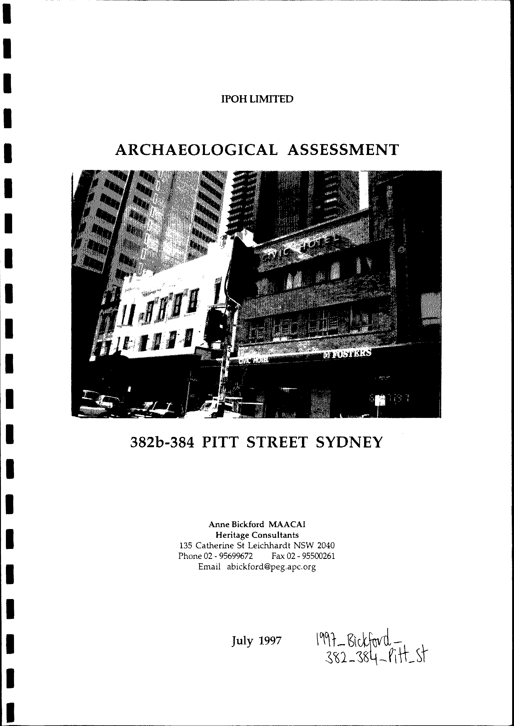 Archaeological Assessment. 382b-384 Pitt Street Sydney.