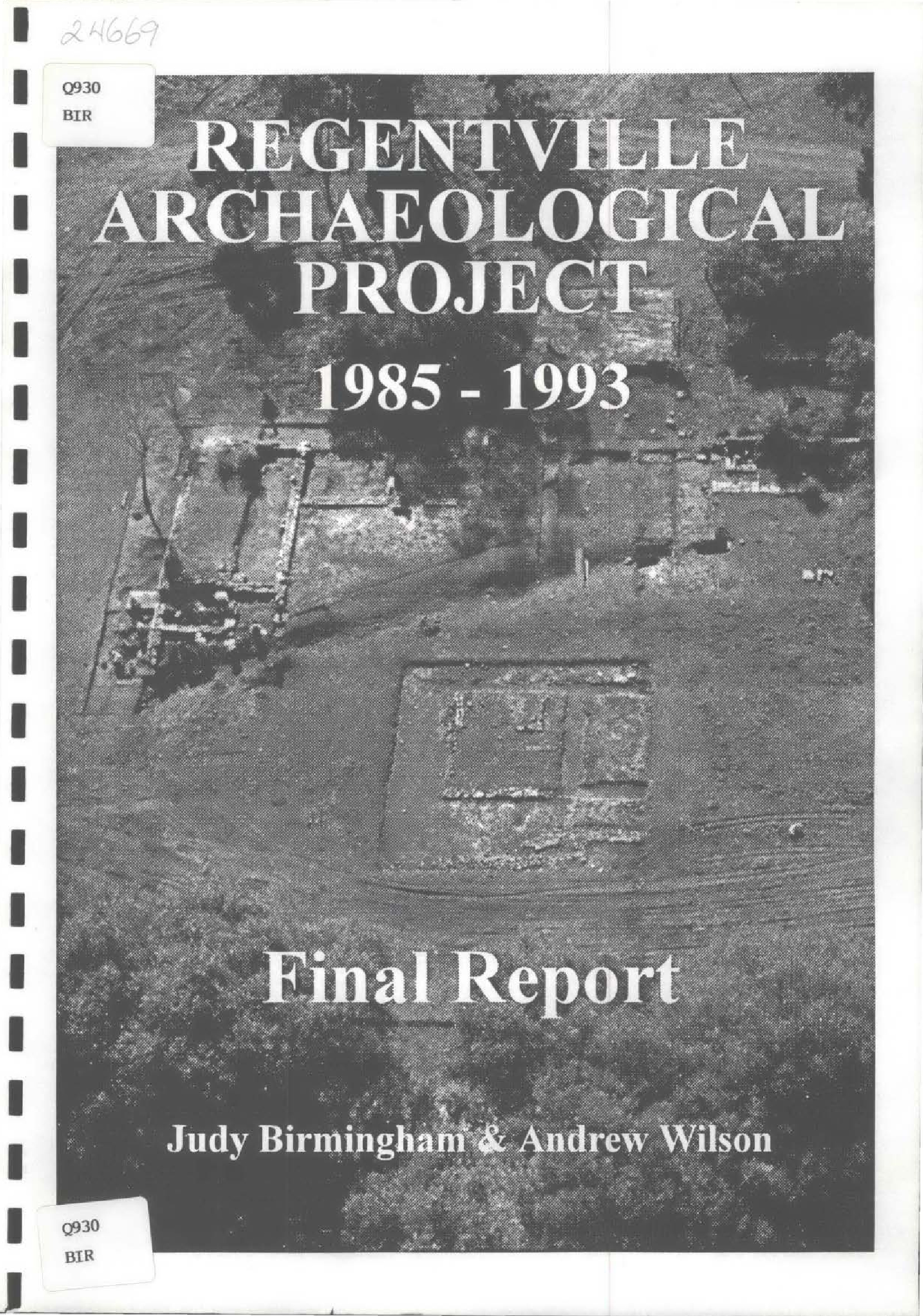 Regentville Archaeological Project.
