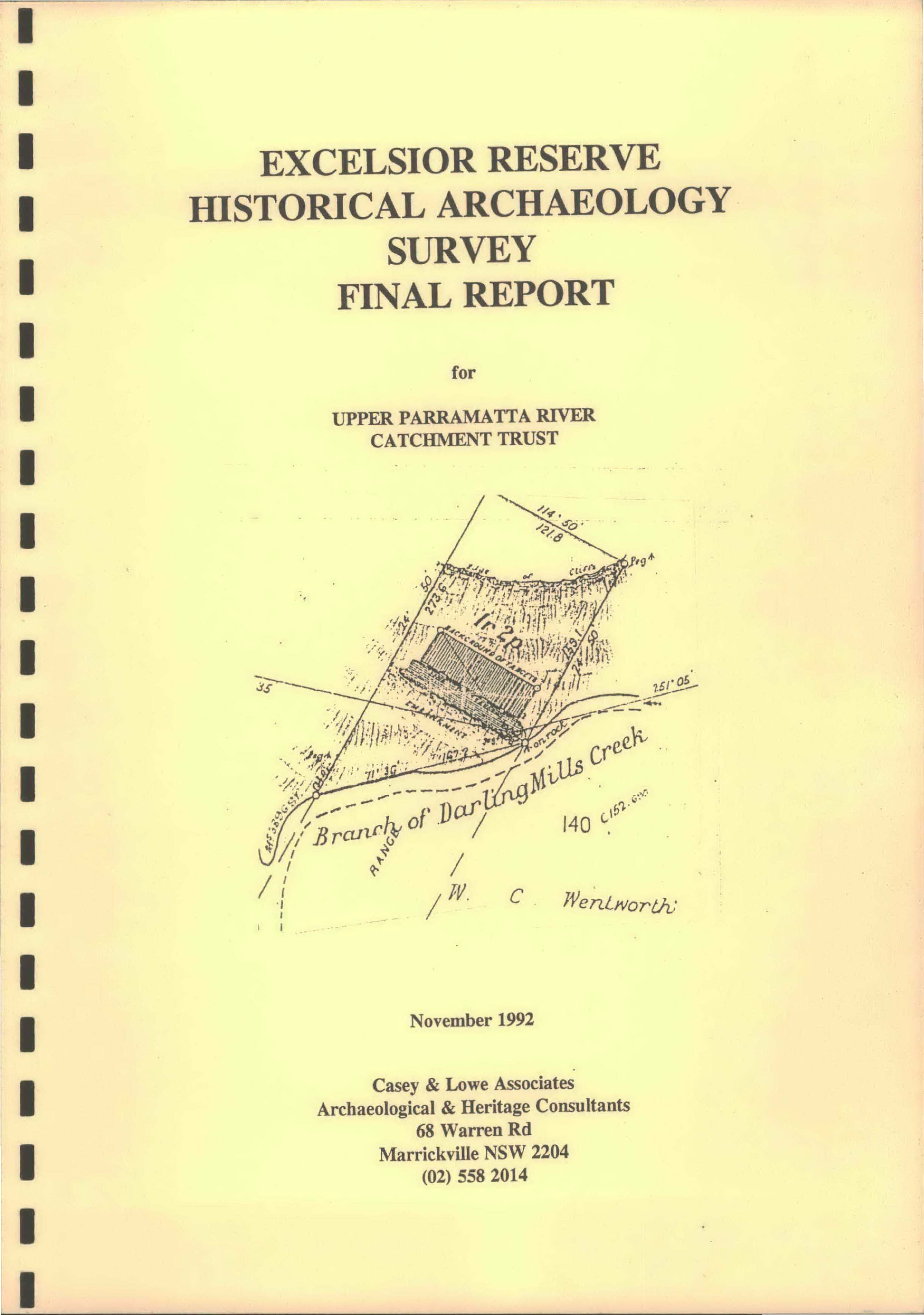 Excelsior Reserve Historical Archaeology Survey Final Report.