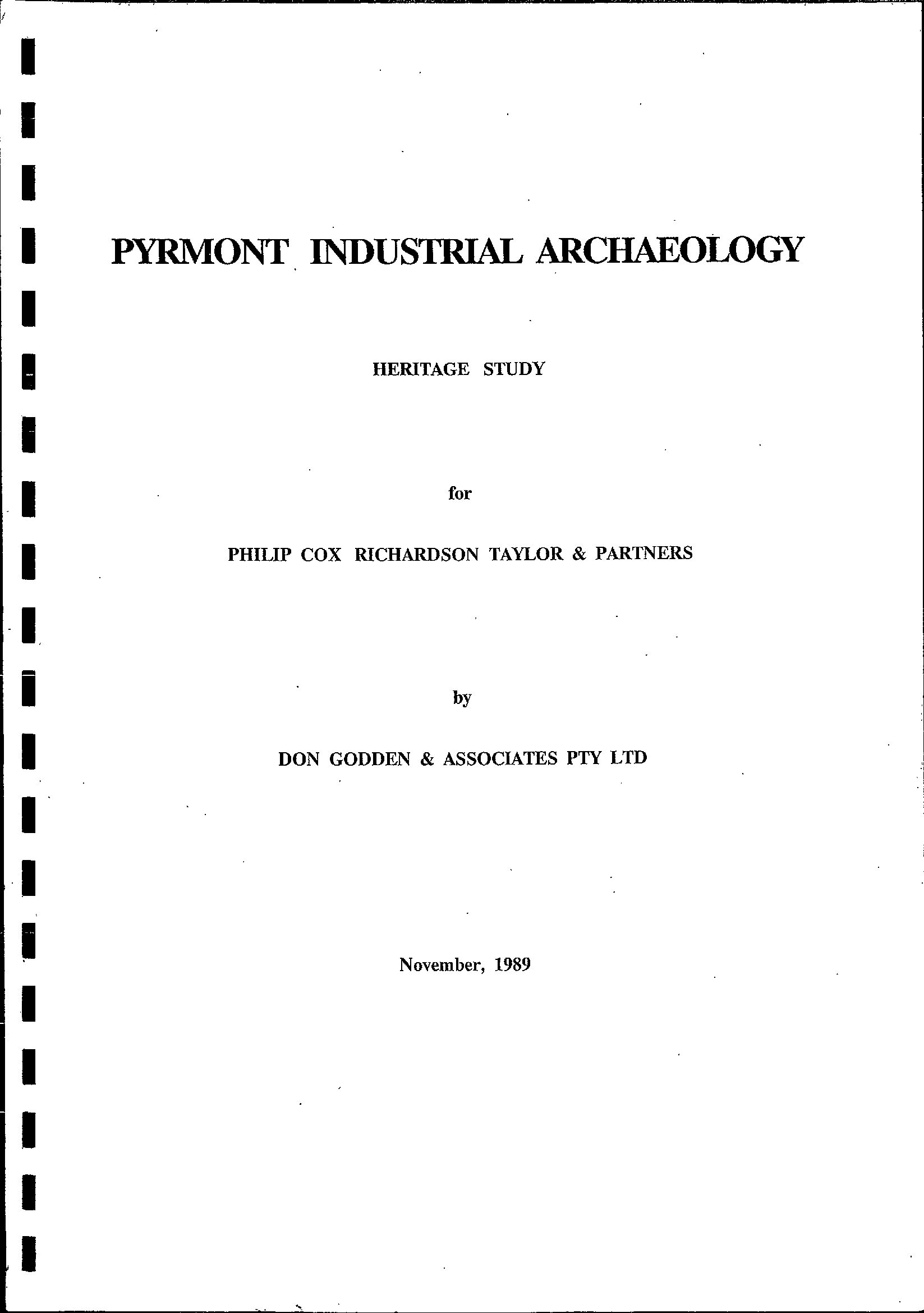 Pyrmont Industrial Archaeology. Heritage Study.