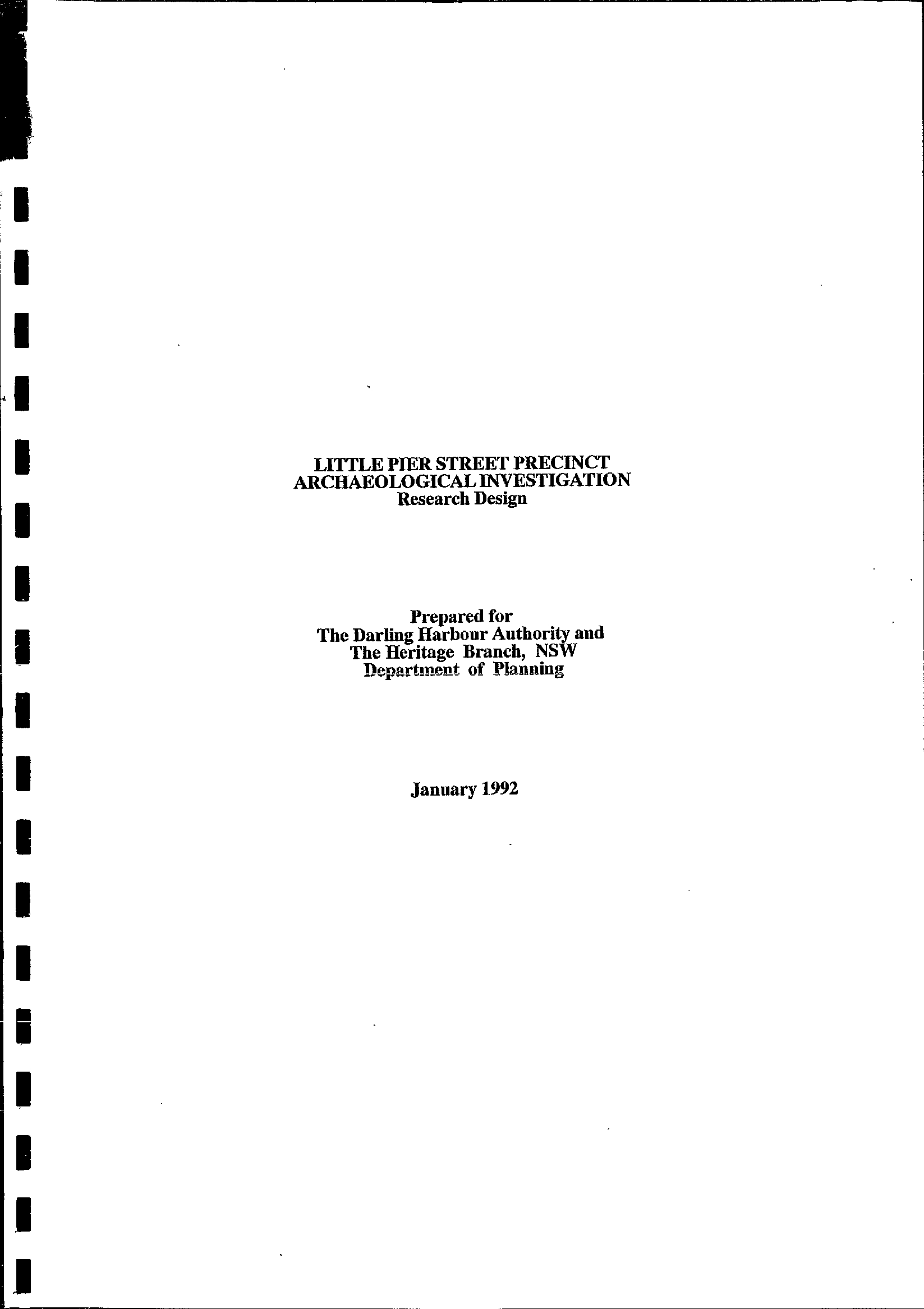 Little Pier Street Precinct Archaeological Excavation. Research Design.