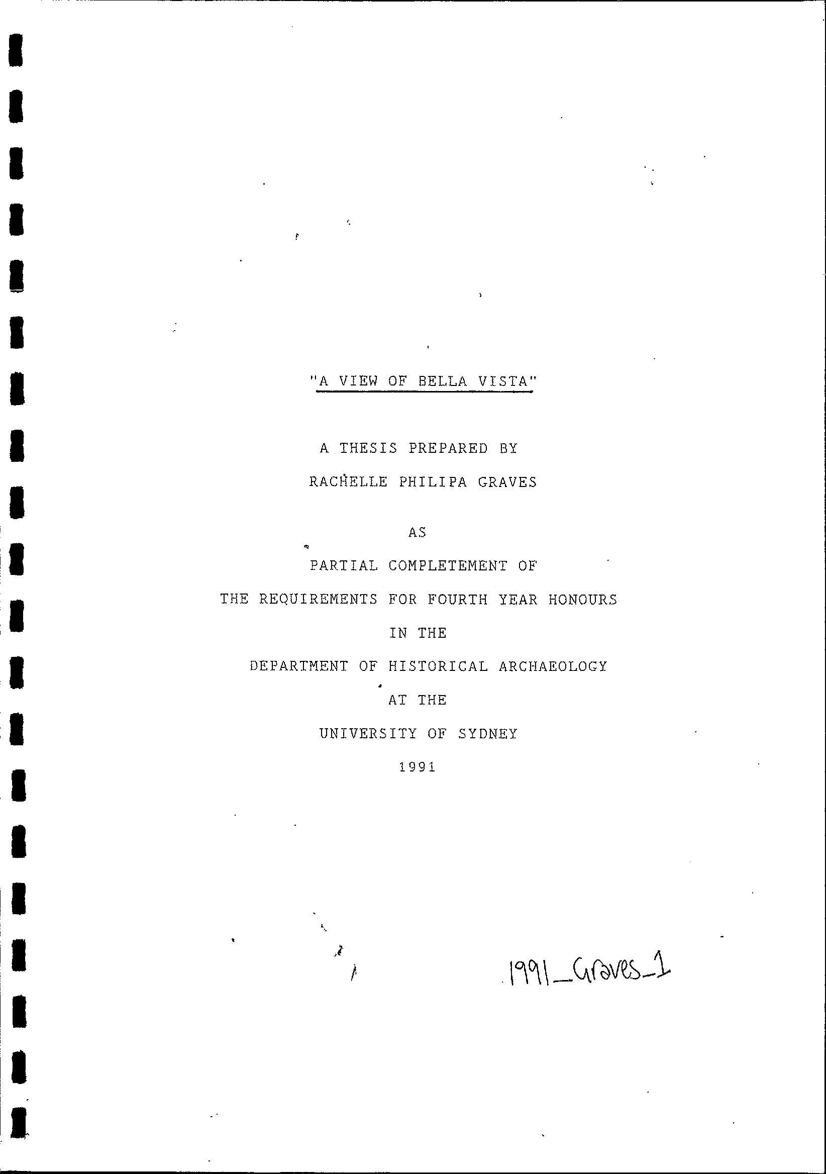 A View of Bella Vista. Volume 1.