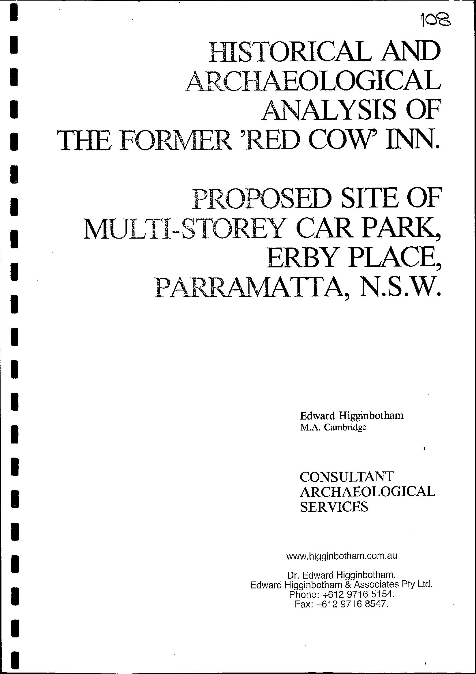 Historical and Archaeological Analysis of the Former Red Cow Inn. Proposed Site of Multi-Storey Car Park, Erby Place, Parramatta, N.S.W.