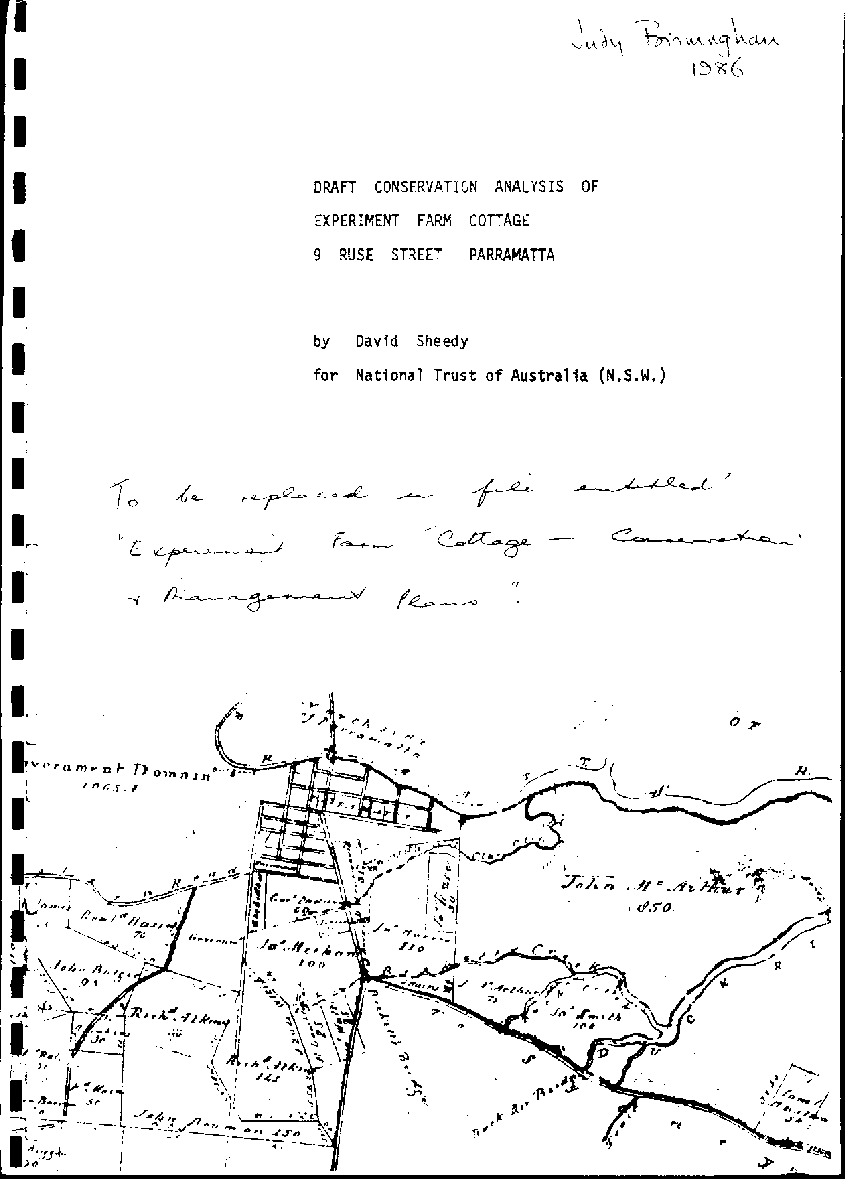 Draft Conservation Analysis of Experiment Farm Cottage. 9 Ruse Street, Parramatta.
