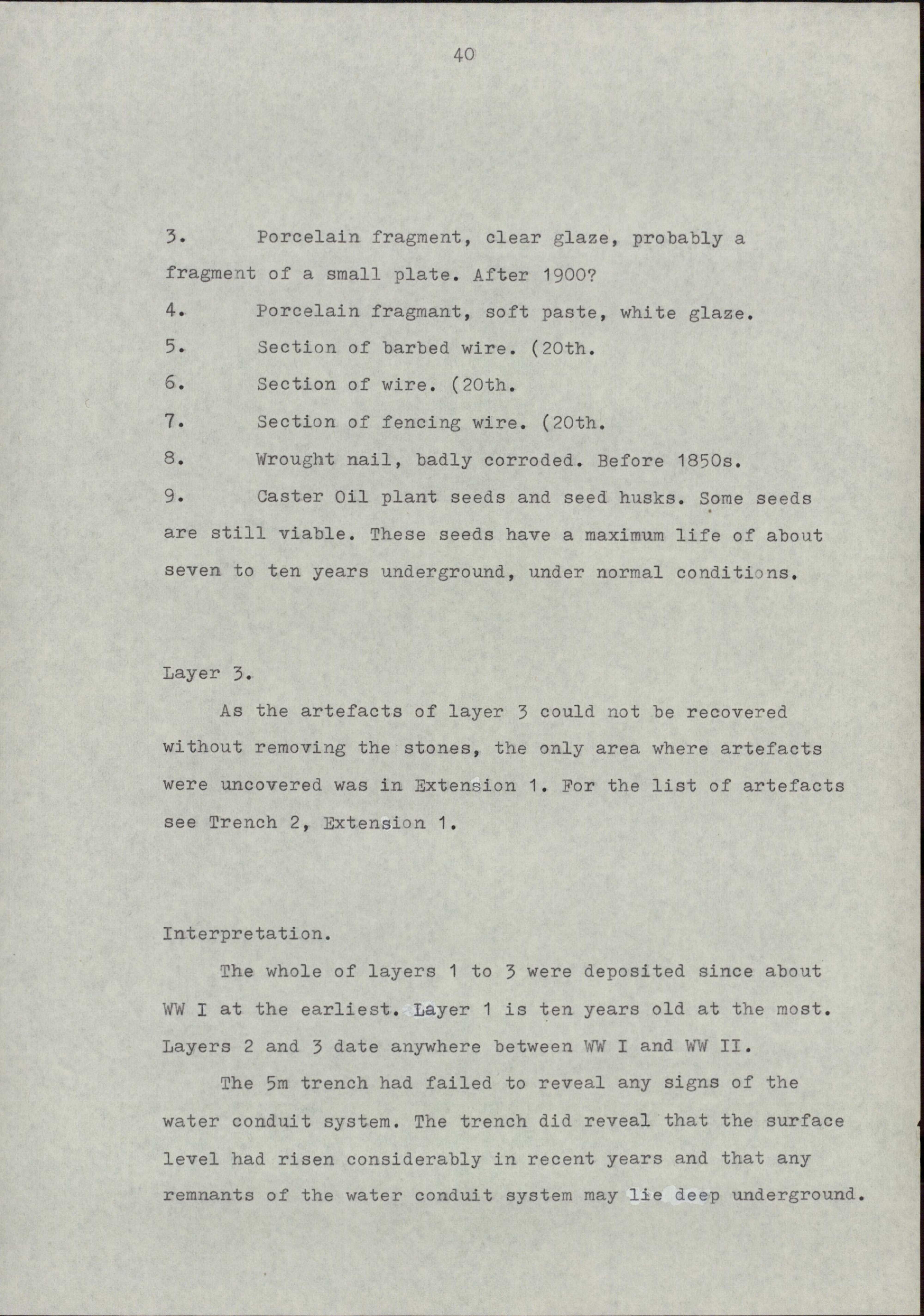 Norfolk Island Archaeological Investigation of Route of Proposed Underground Pipework. KAVHA Archaeology Report 7, Part 1. [Colour version 8 of 14 pdfs]