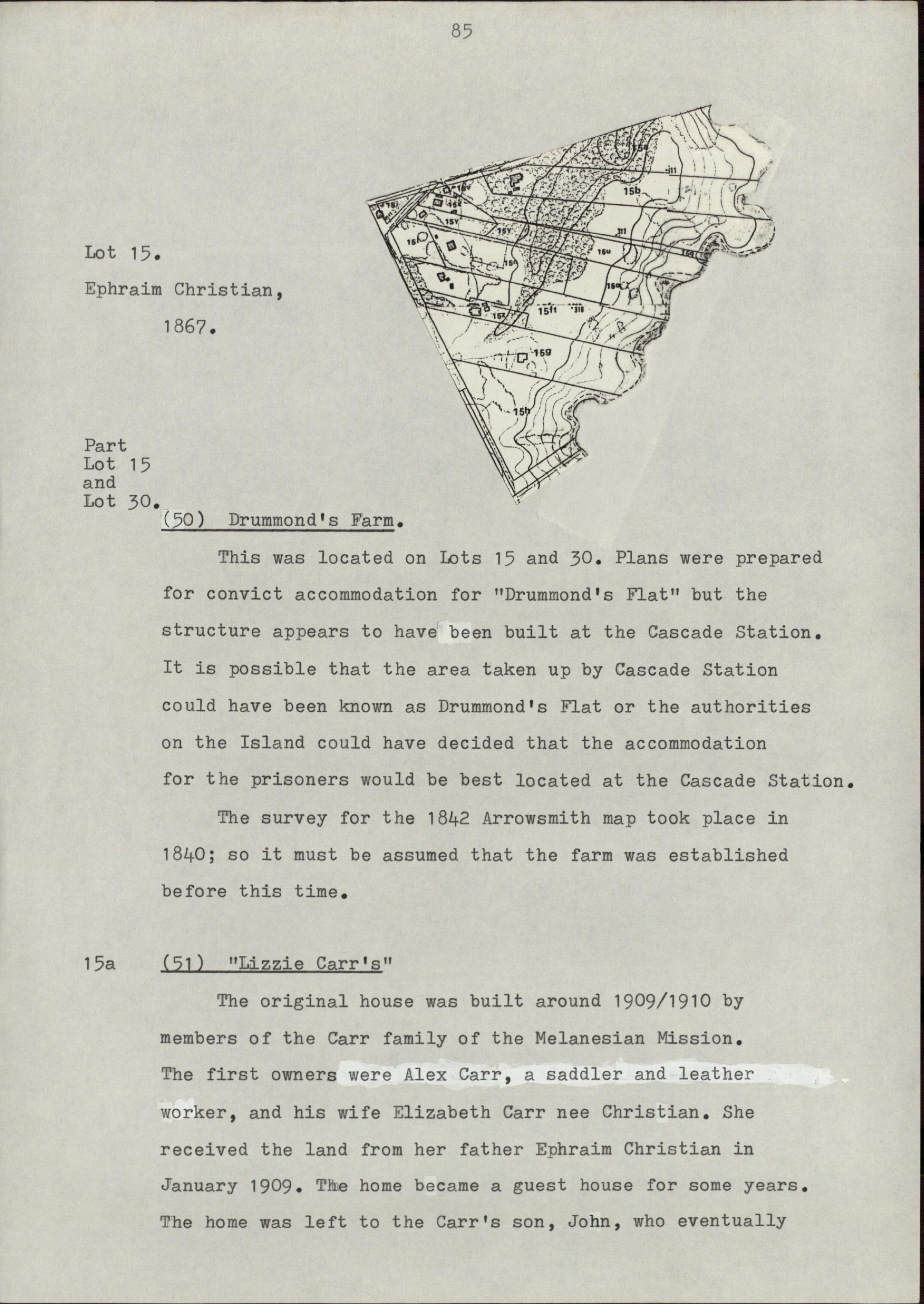 Survey Study of the First, Second, and Third Settlements on Norfolk Island. Part 1 of 2. [Colour version 16 of 30 pdfs]