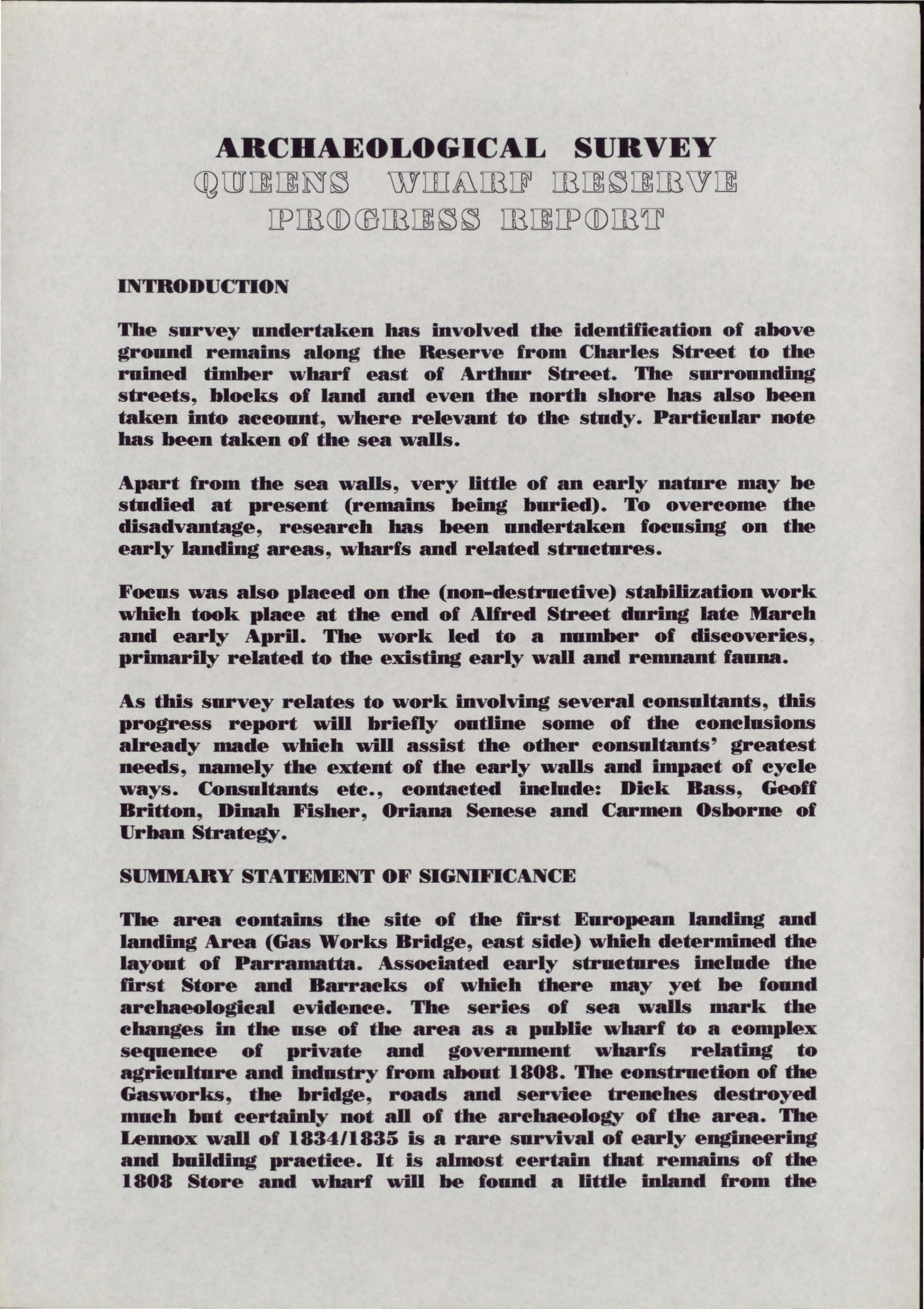 Queens Wharf Reserve Parramatta. Windmills of Parramatta. Archaeological Assessment. [Colour version 4 of 4 pdfs]