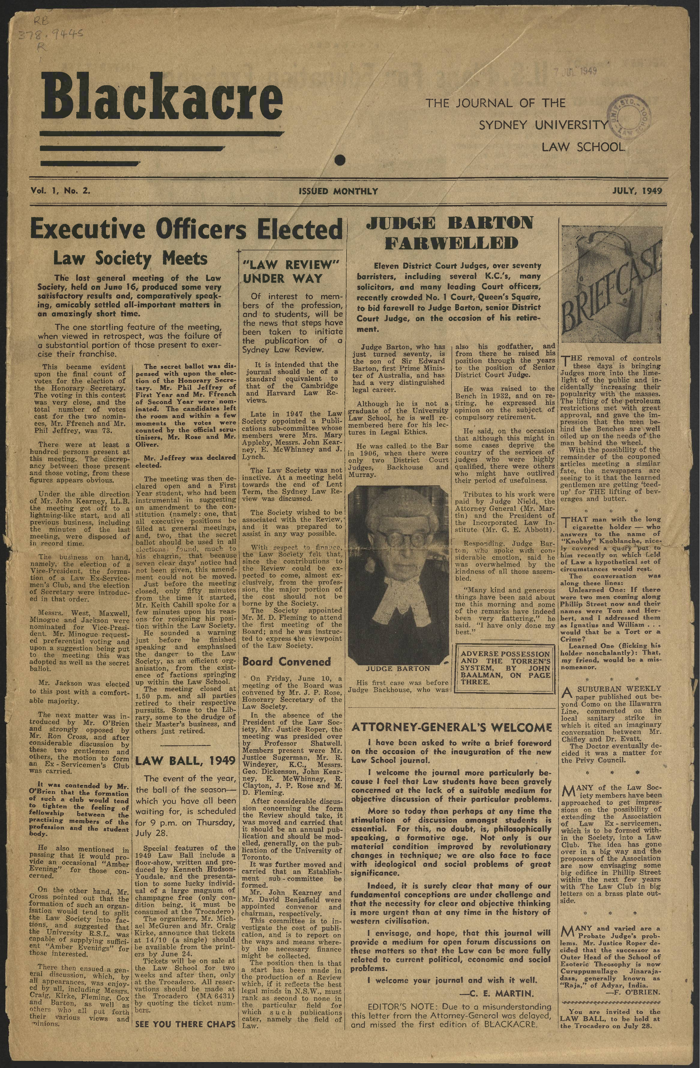 1949 Blackacre, Volume 1 issue 2