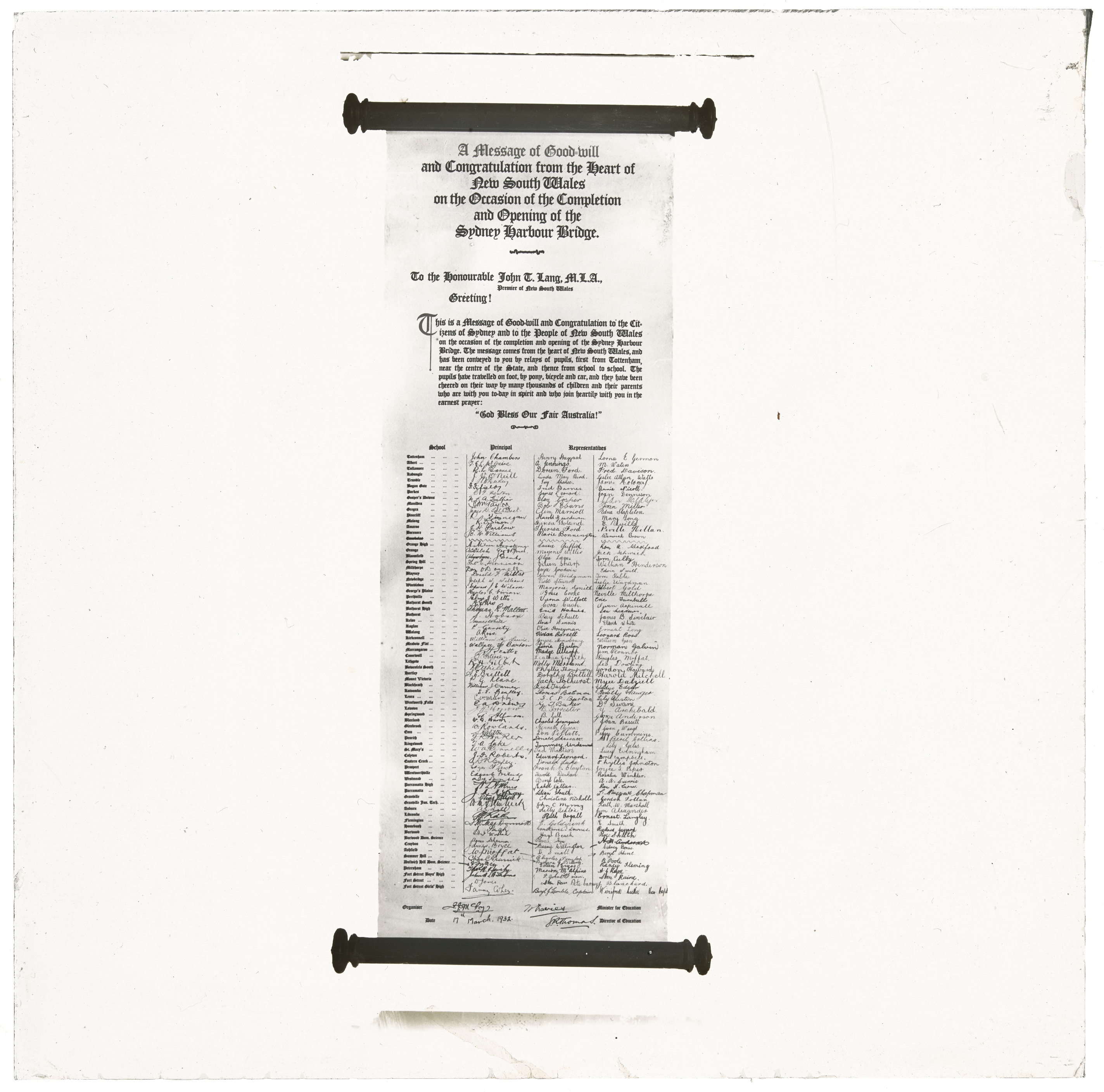 A message of goodwill and congratulation&hellip; (1932)