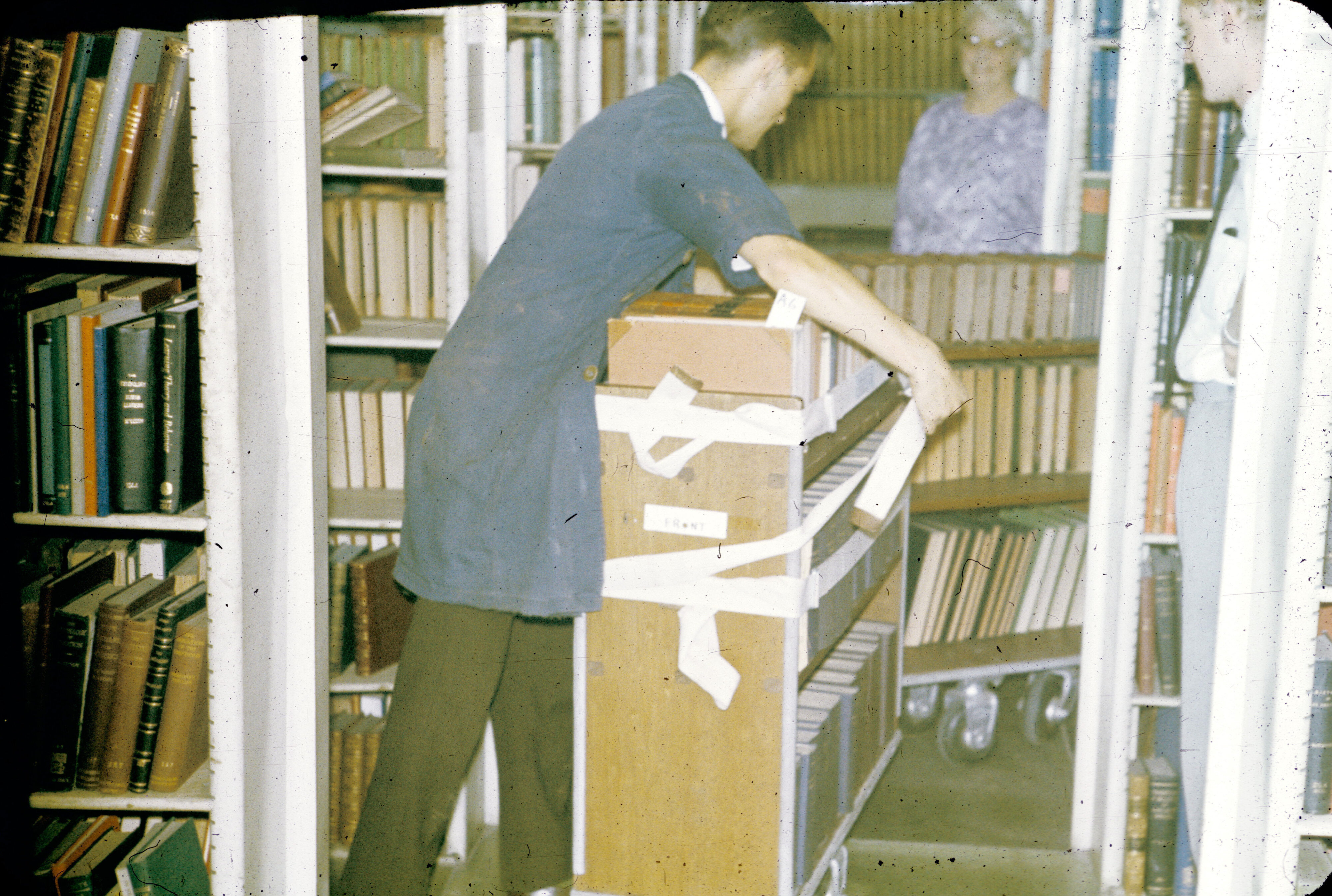 Move from Original Fisher Library (now MacLaurin Hall) stack 7 to Fisher Library Stack, 1962