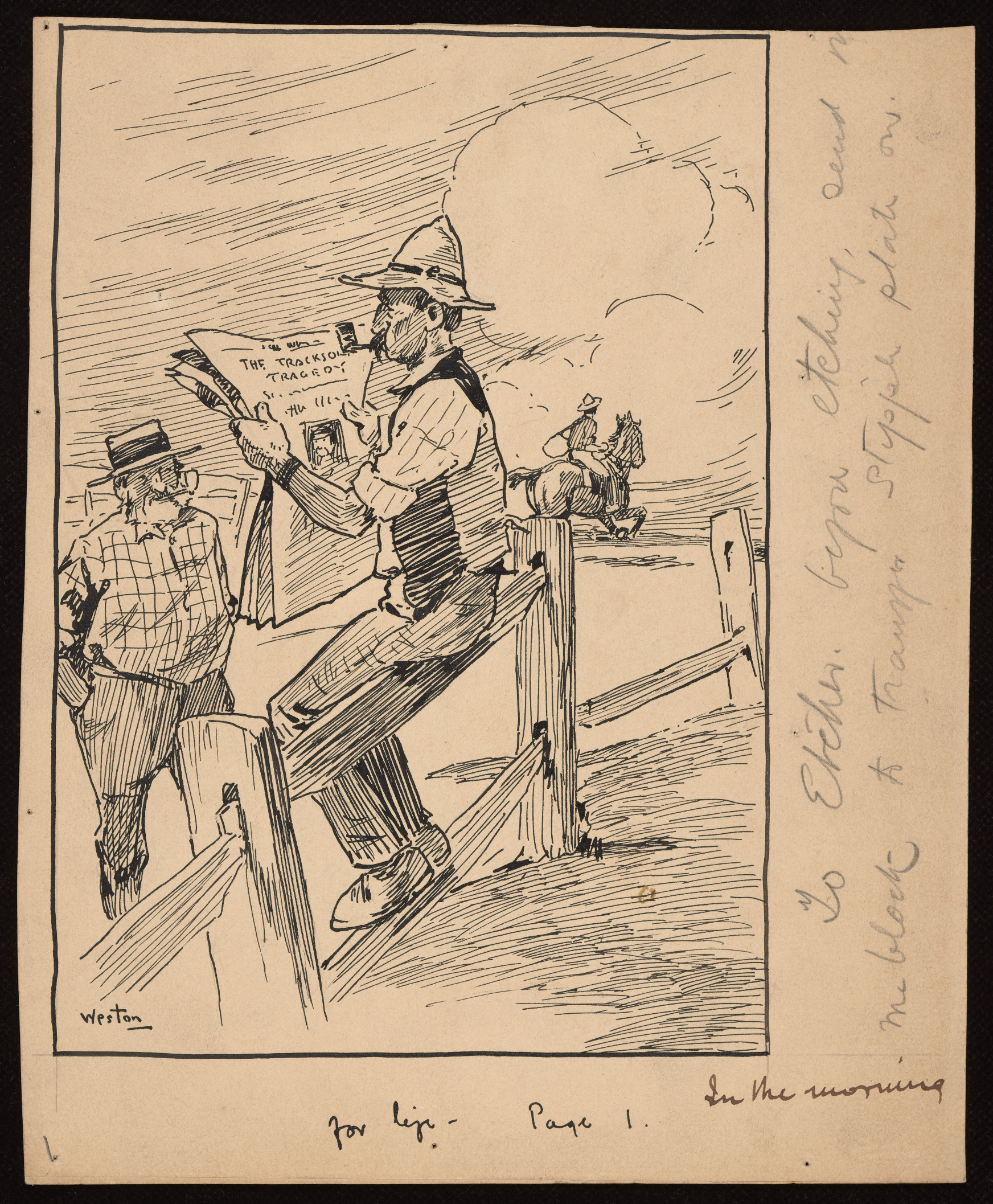 Art by Harry John Weston for 'For life and other stories' by Steele Rudd