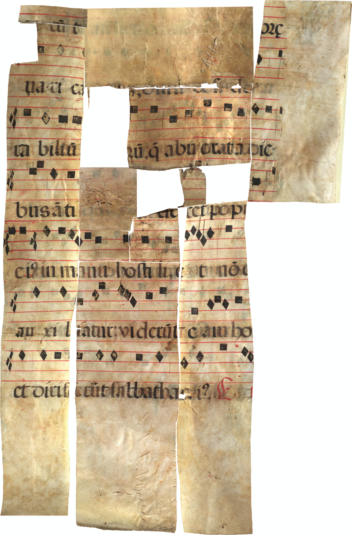 Parchment and paper fragments found in 'Antiphonary, Spain, 1550-1600' (Add.Ms. 413)