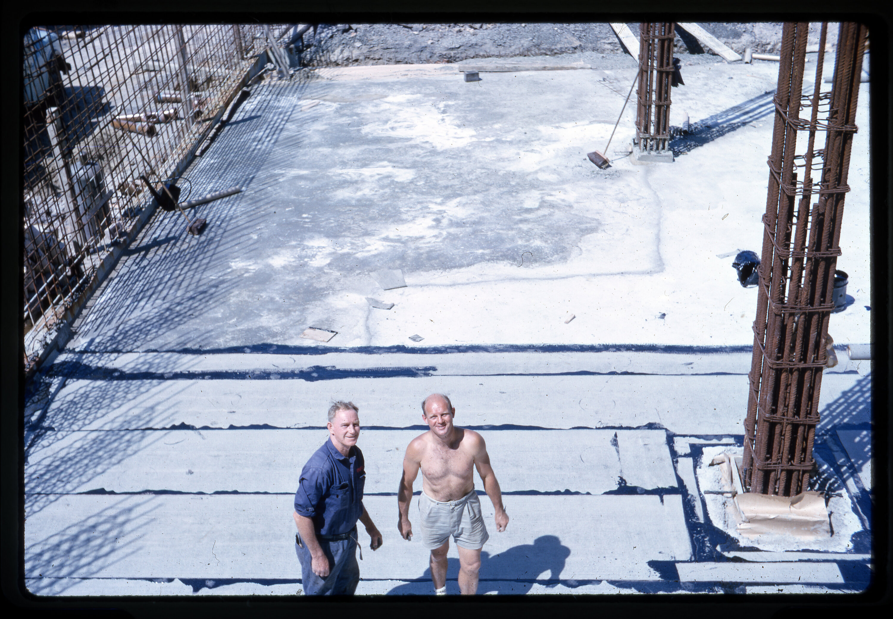 People in front of poured concrete on Level 1 of Stack