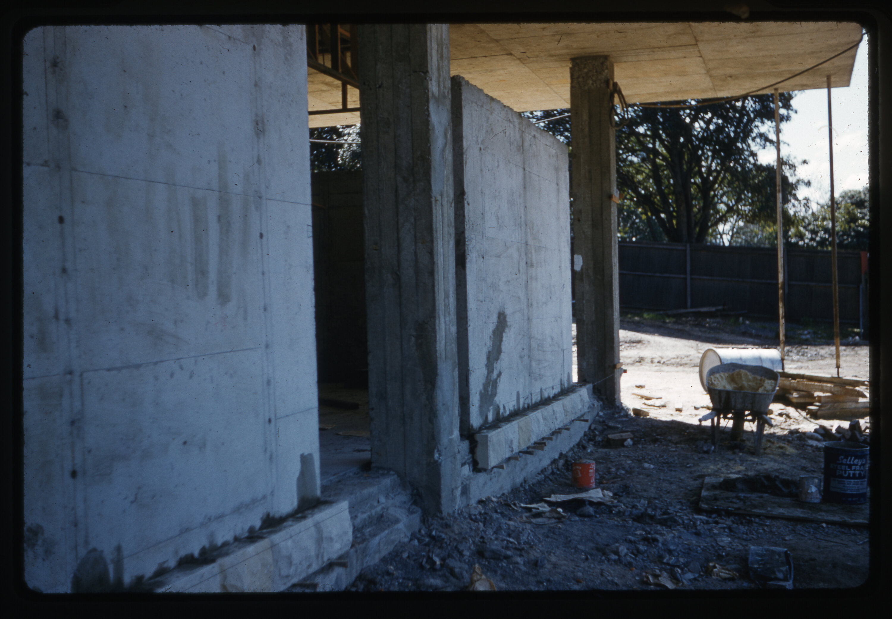 Concrete walls of Fisher Library