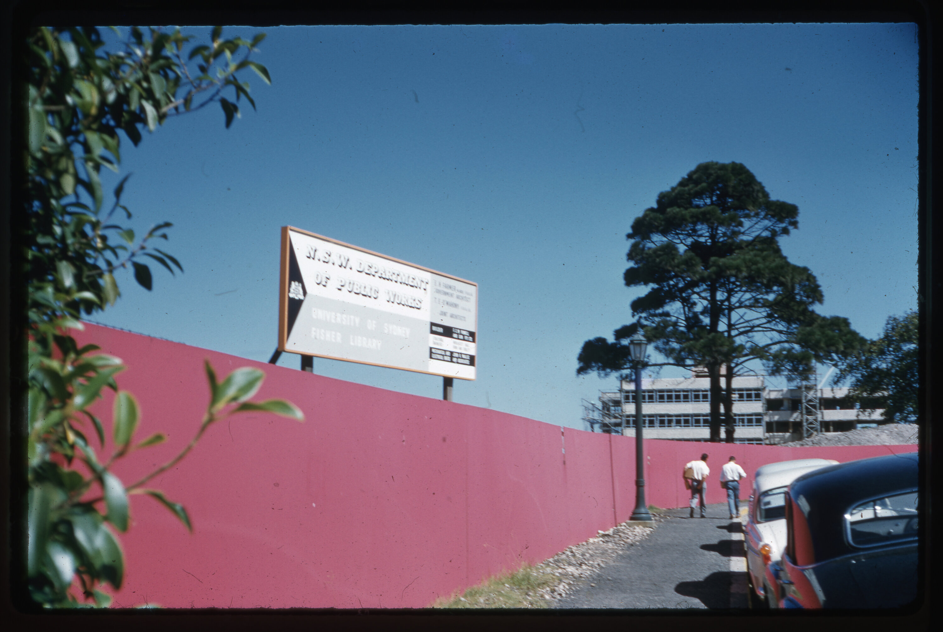 Fisher Library construction fence