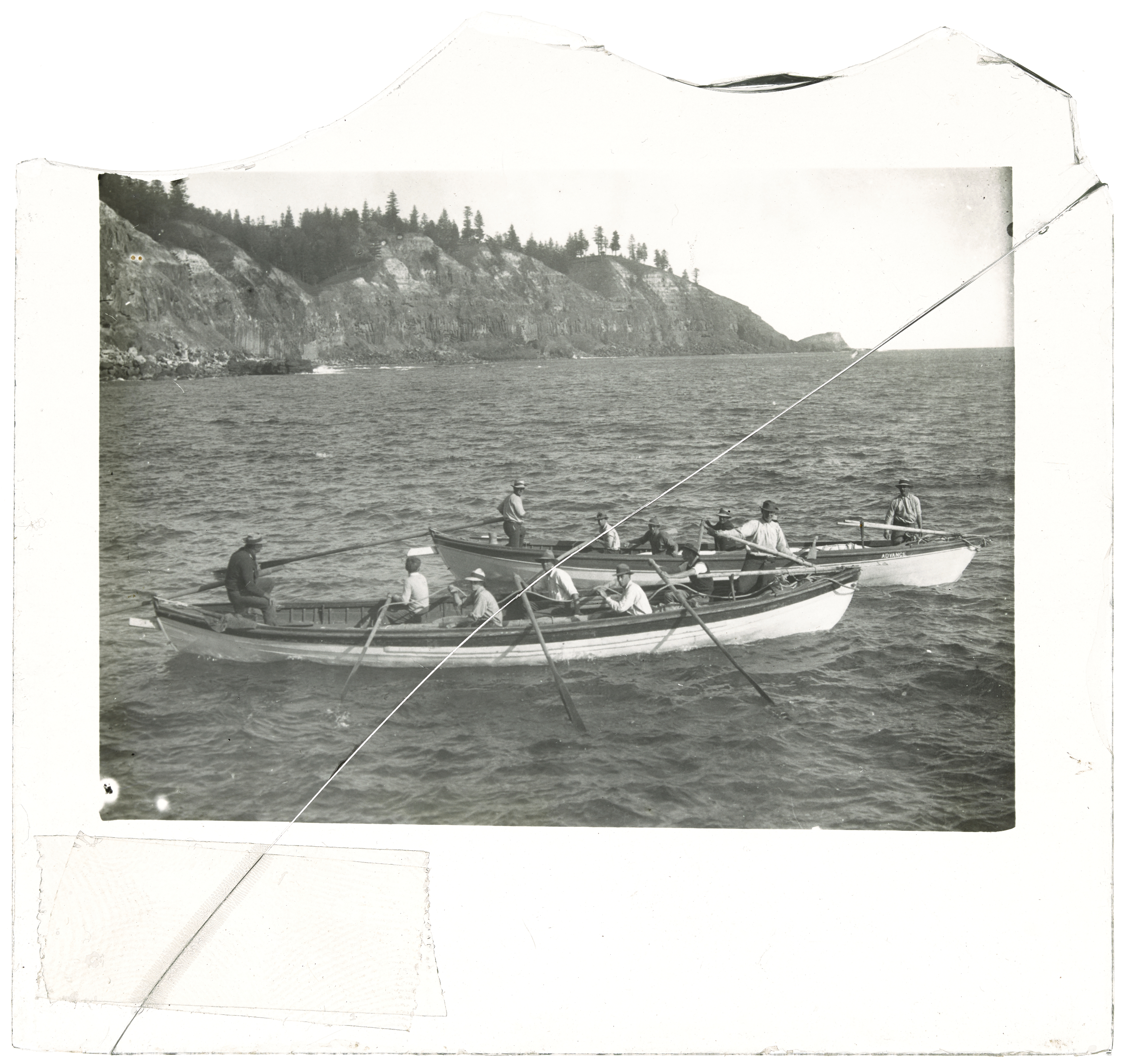 People in whaleboats, Norfolk Island