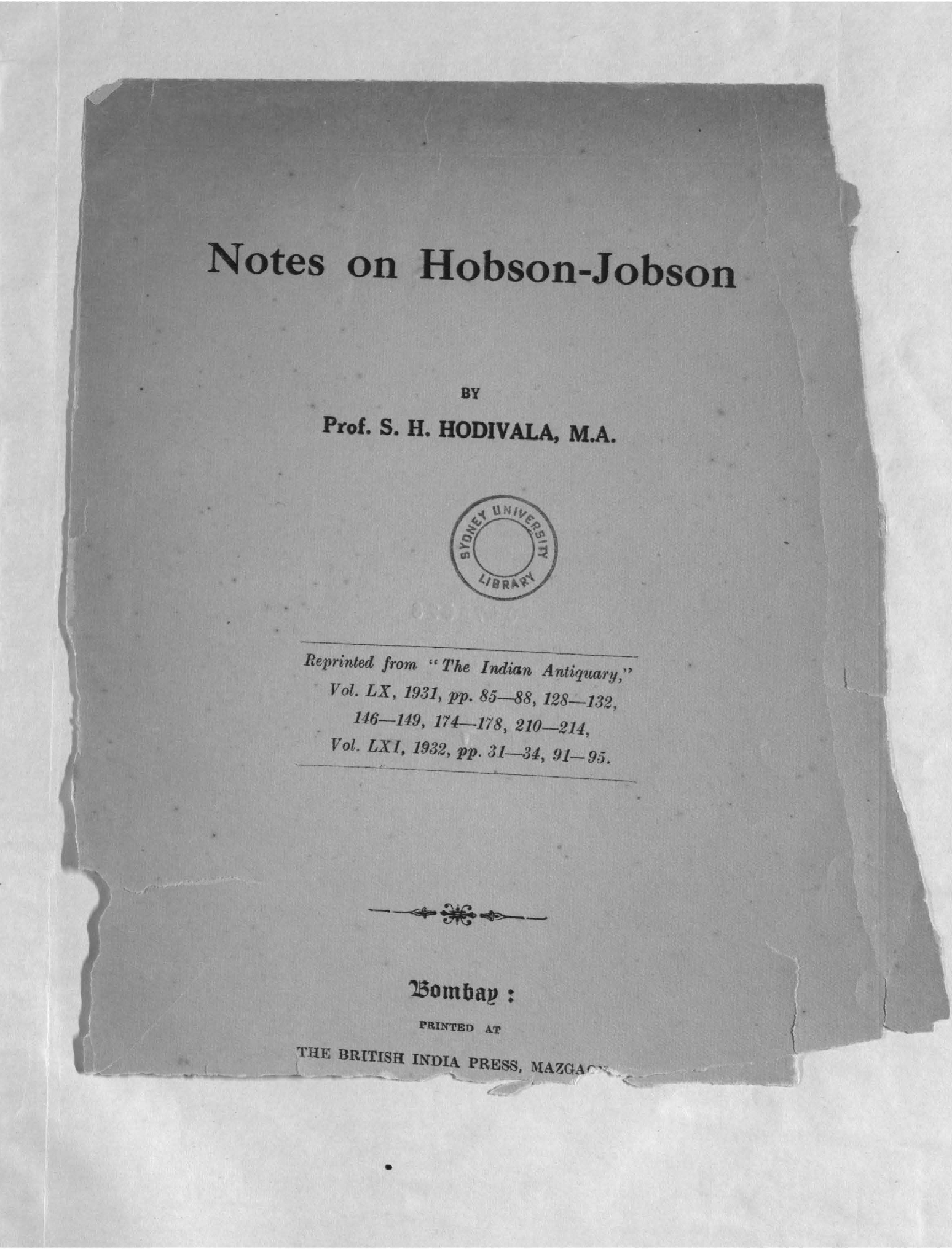 Notes on Hobson-Jobson