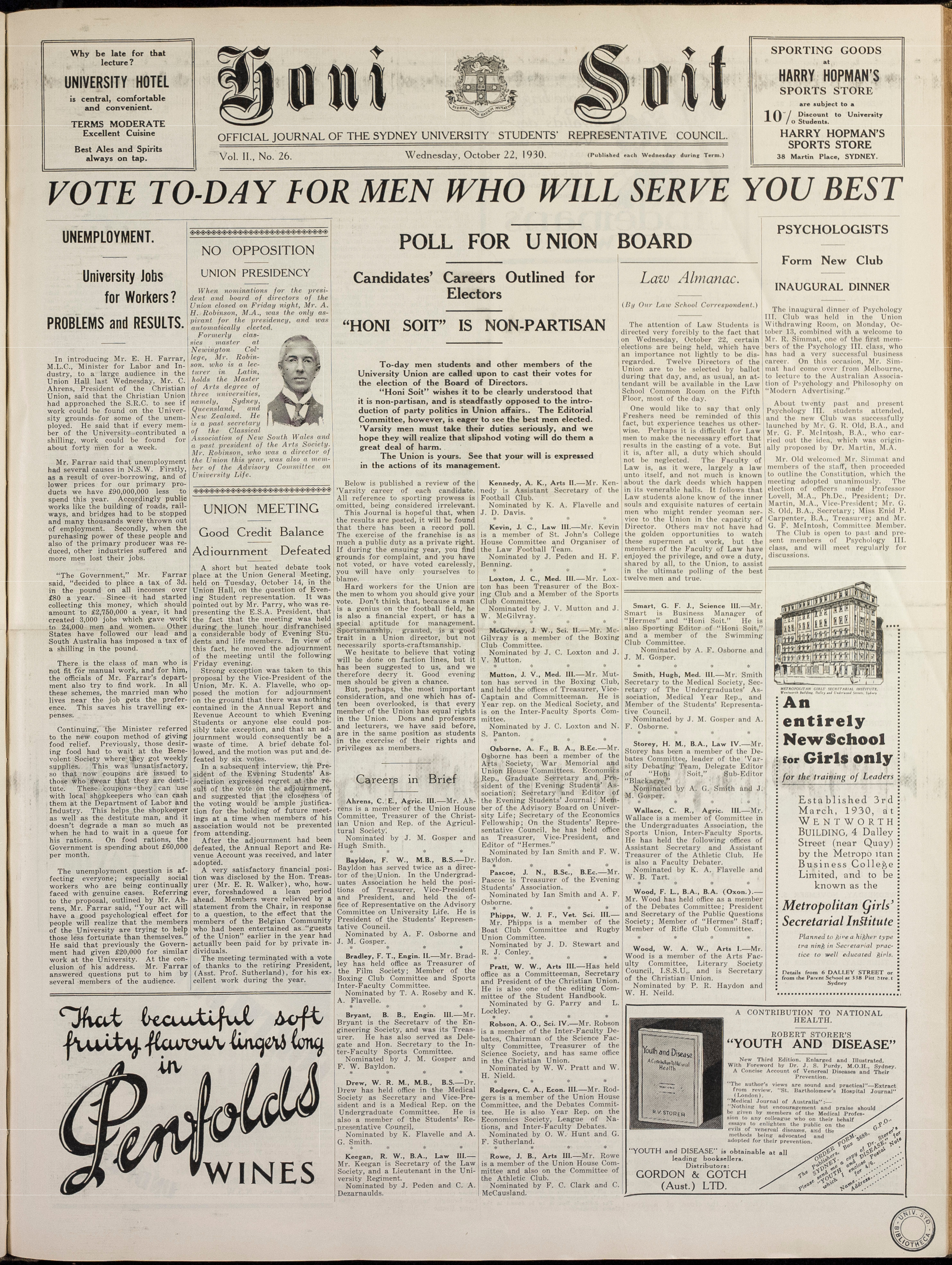 Honi Soit 1930 Issue 26