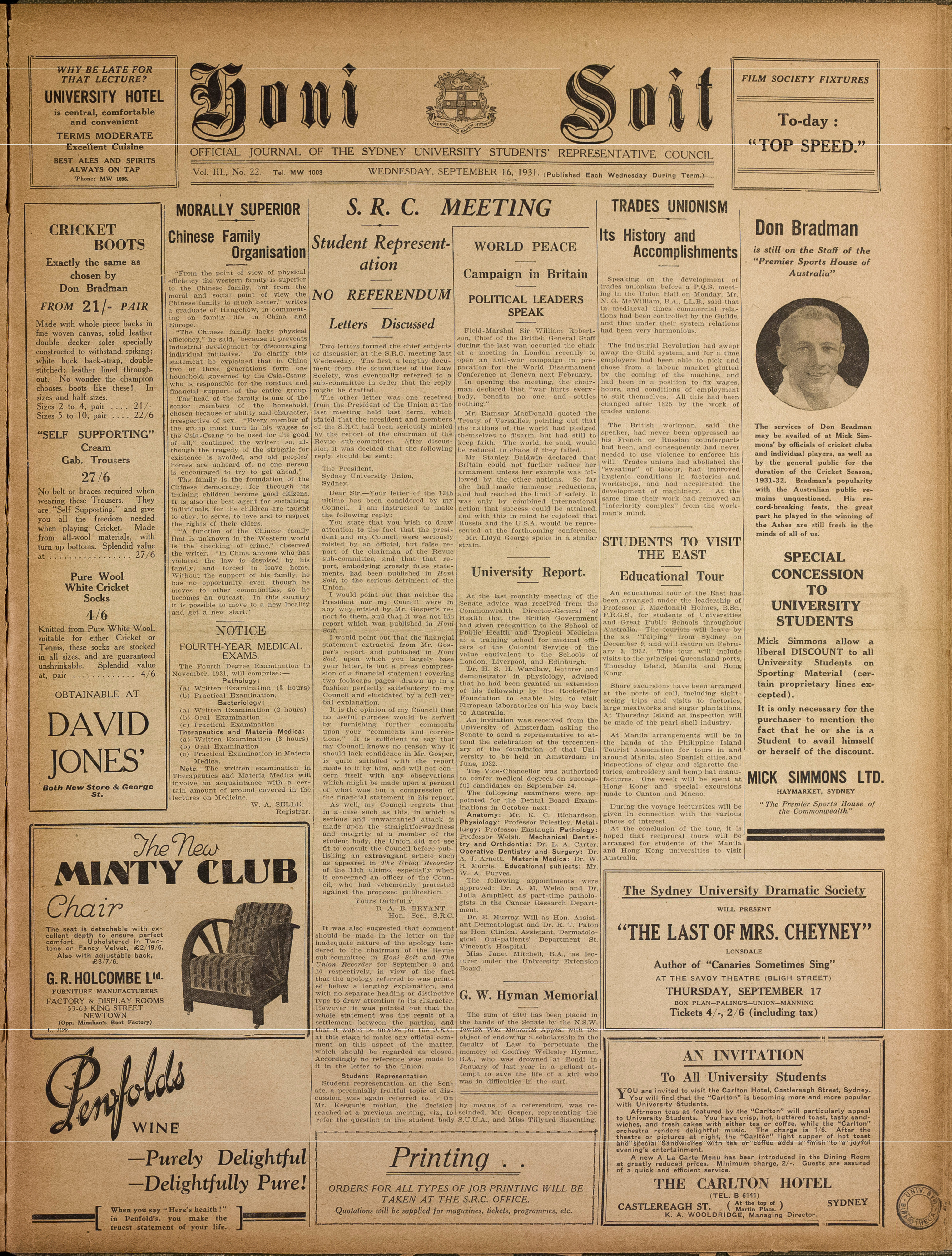Honi Soit 1931 Issue 22