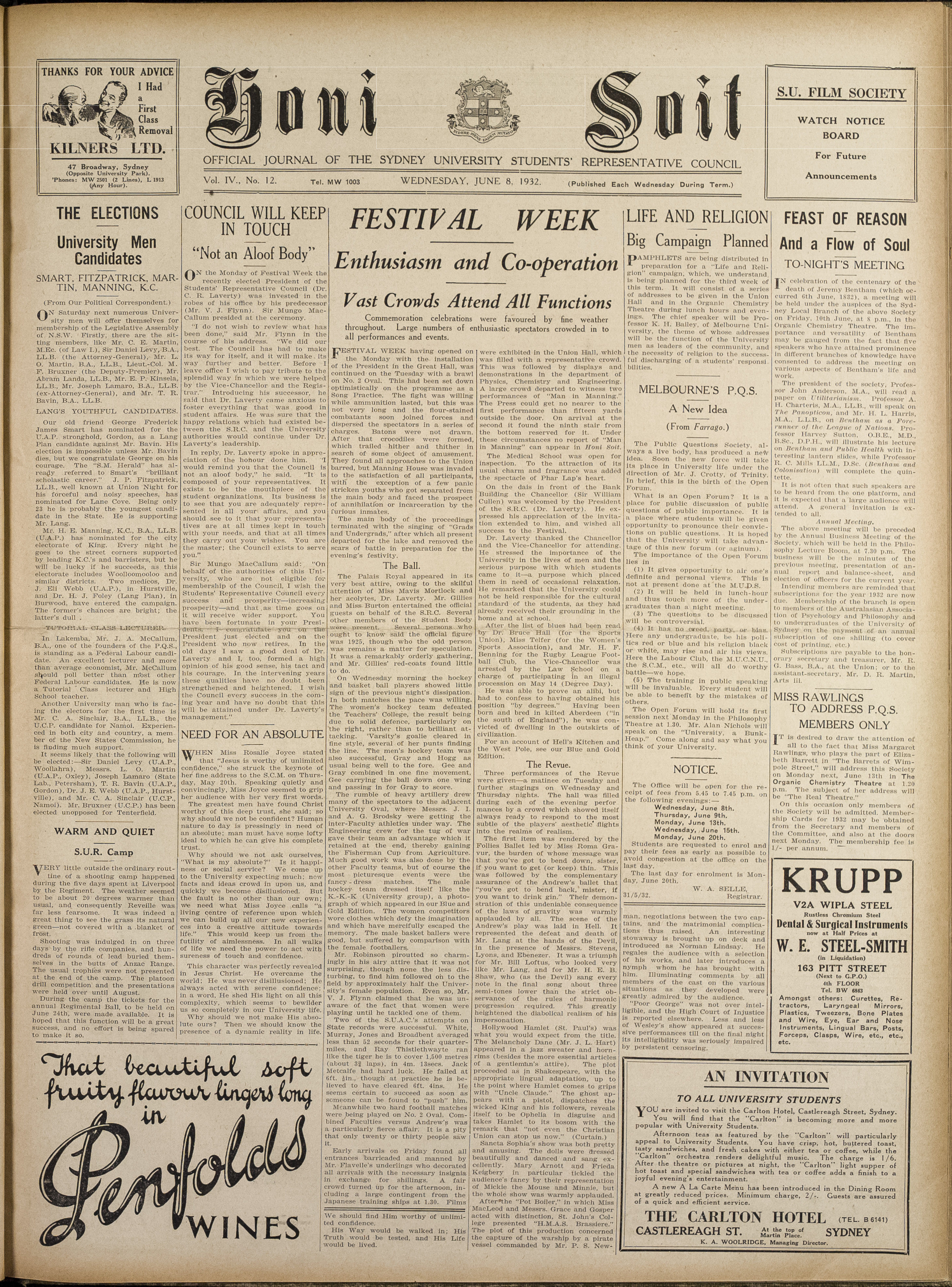 Honi Soit 1932 Issue 12