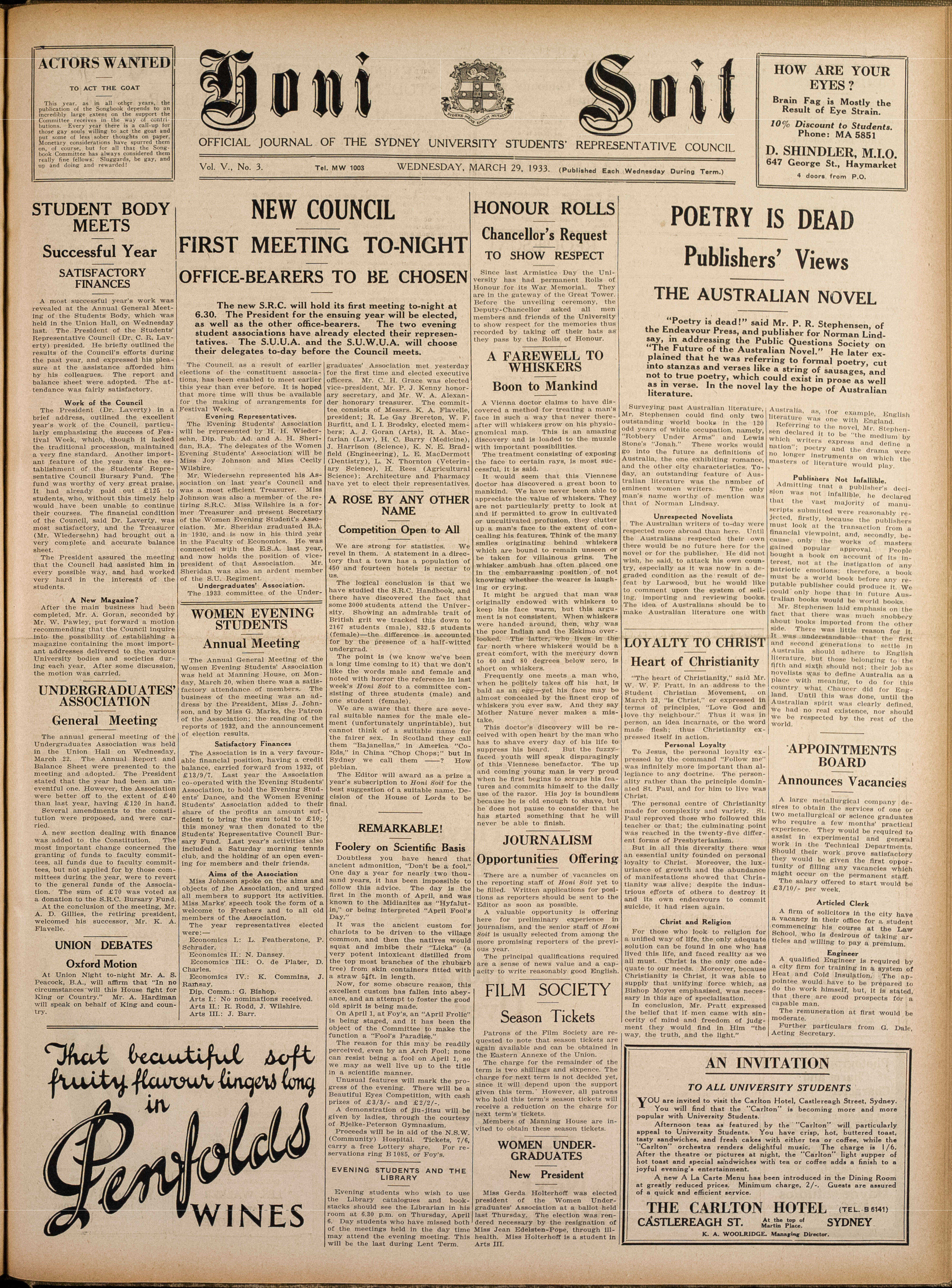 Honi Soit 1933 Issue 03