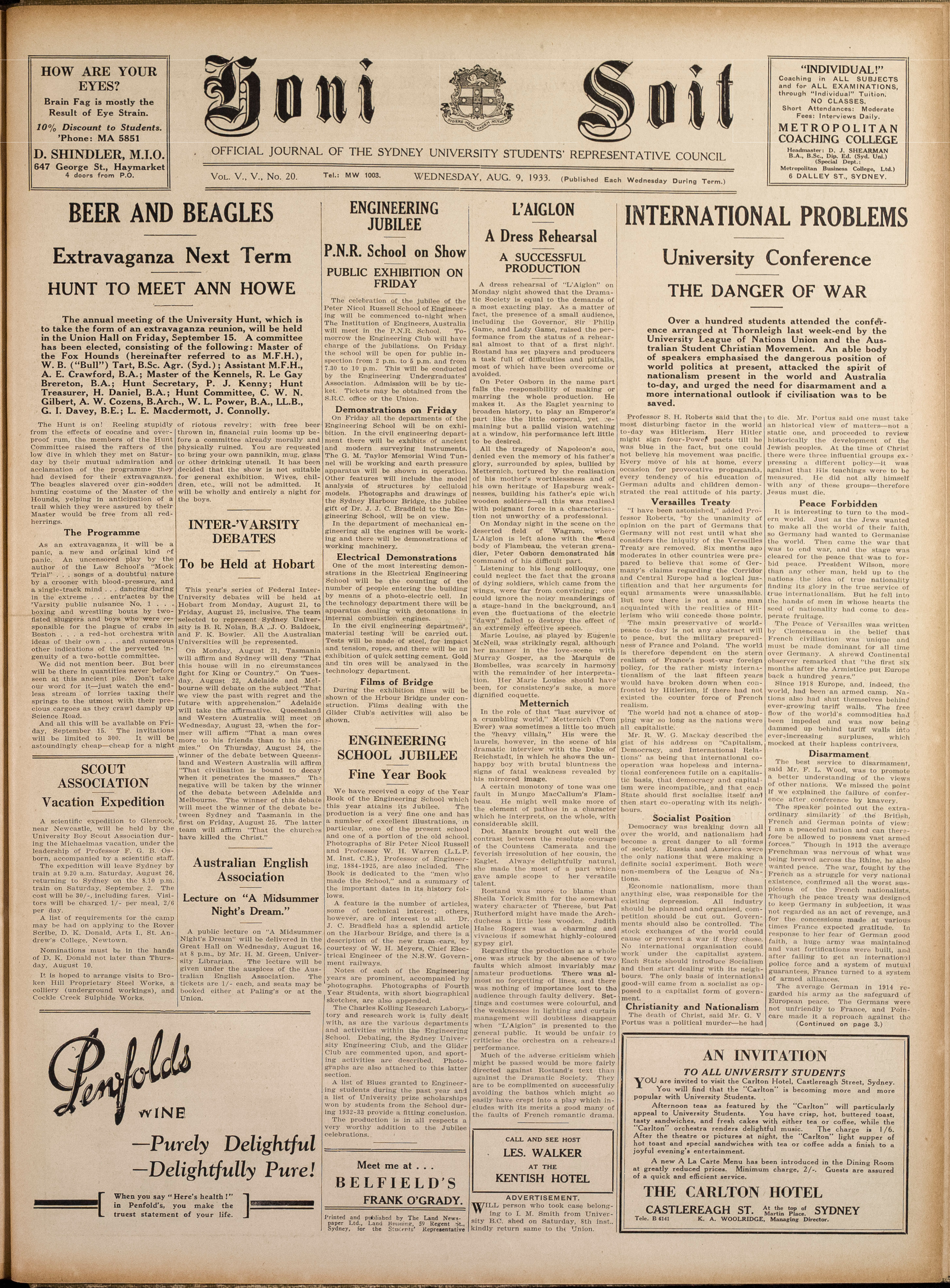 Honi Soit 1933 Issue 20
