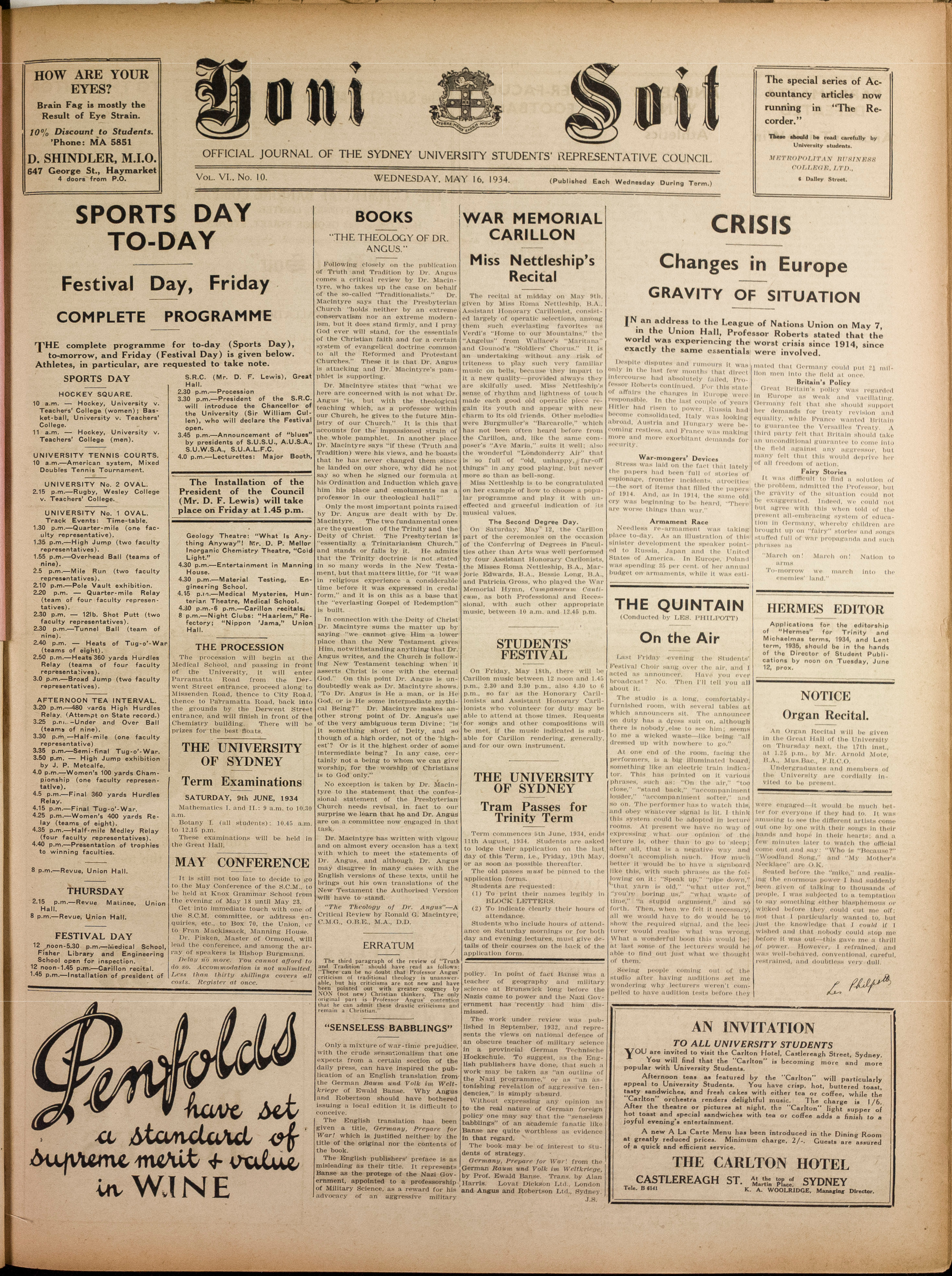 Honi Soit 1934 Issue 10