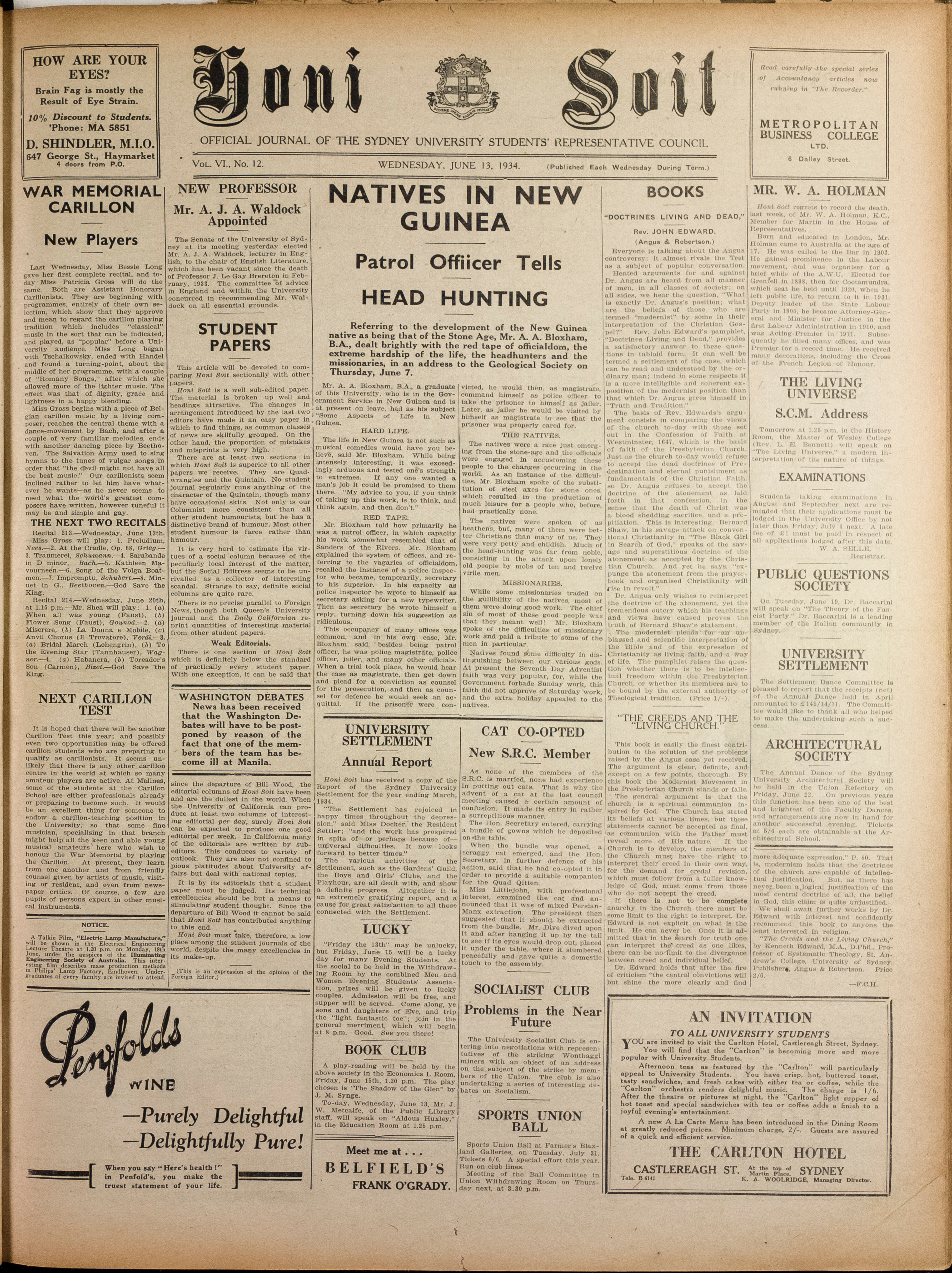 Honi Soit 1934 Issue 12