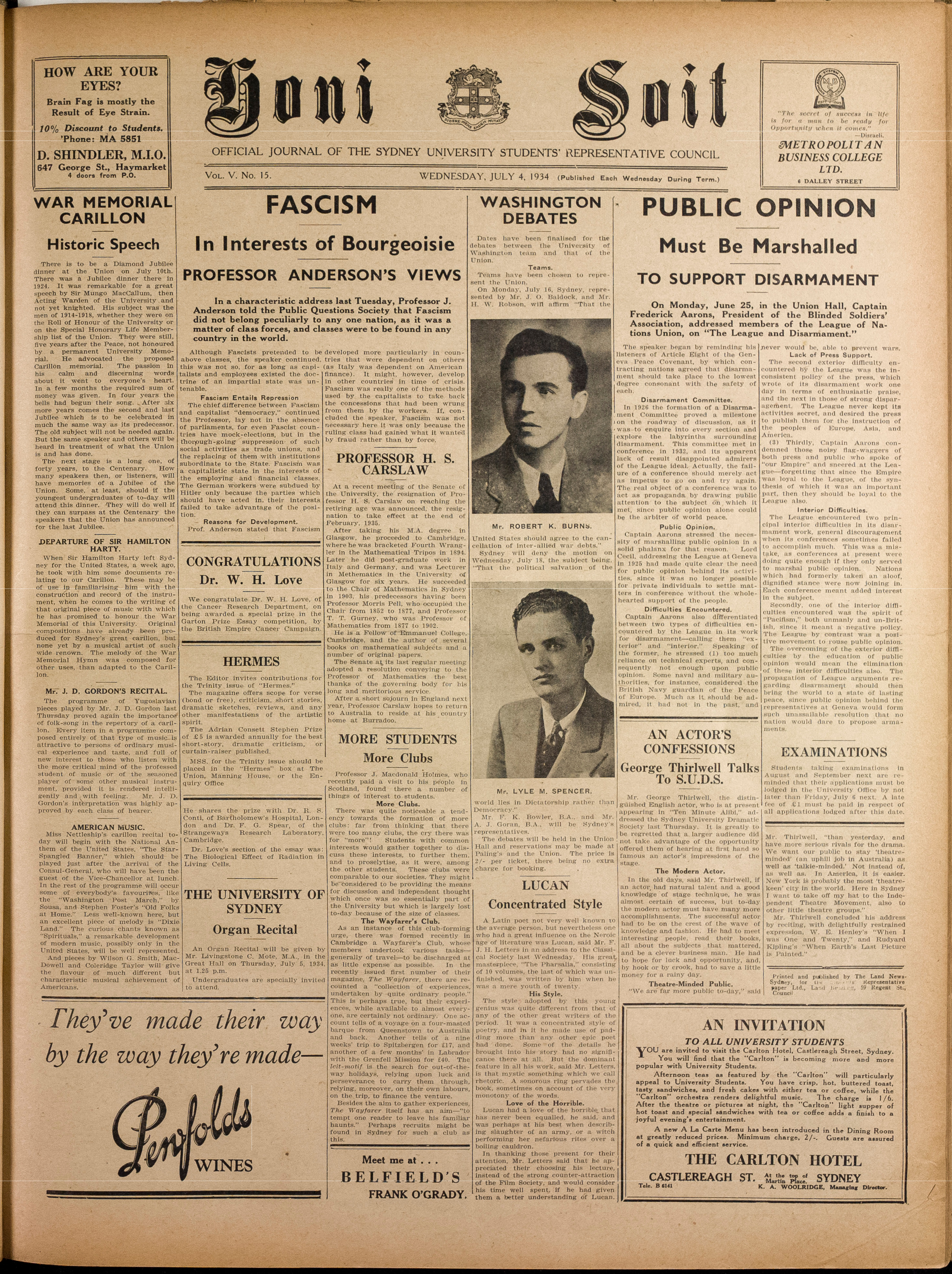 Honi Soit 1934 Issue 15