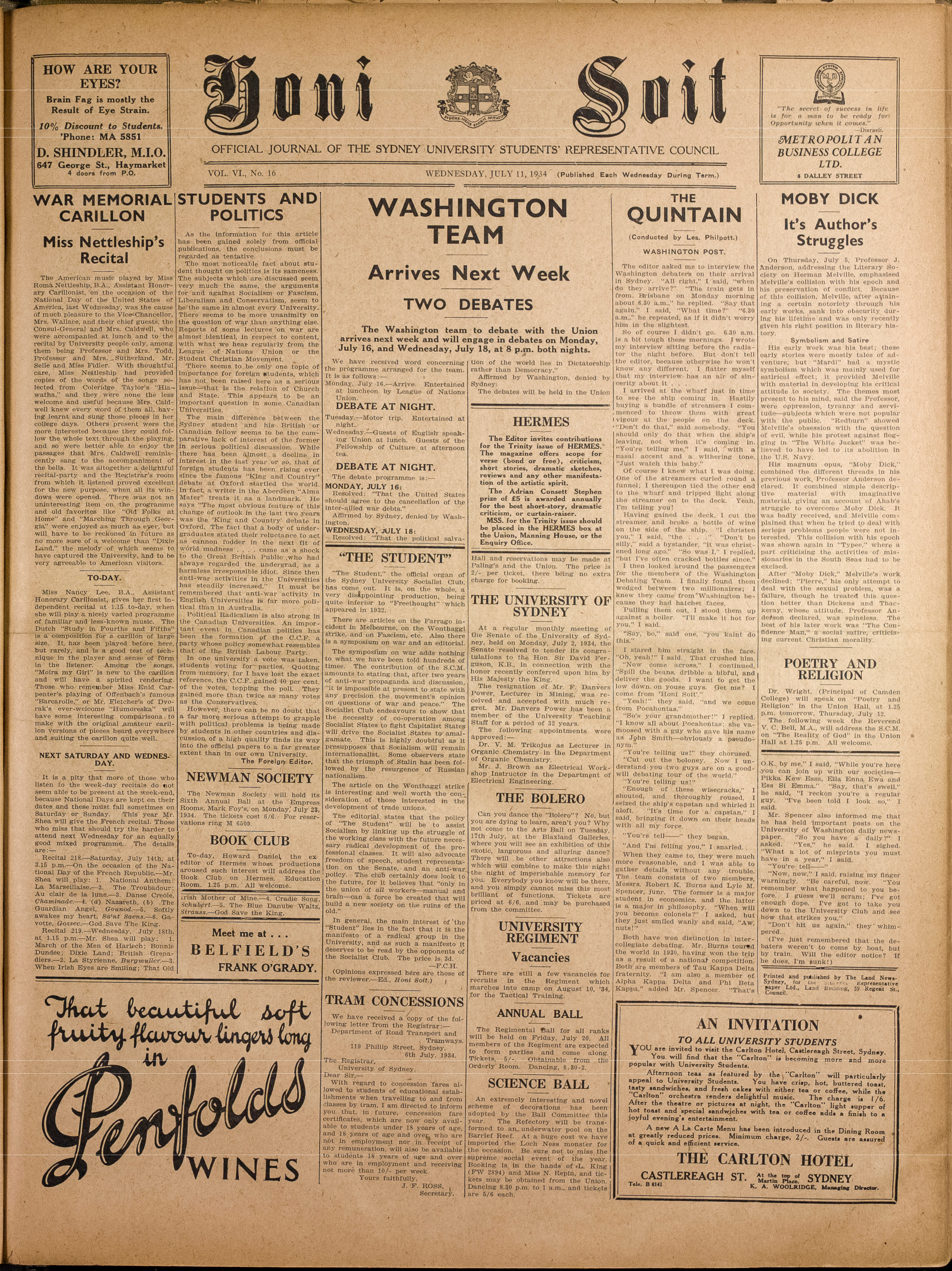 Honi Soit 1934 Issue 16