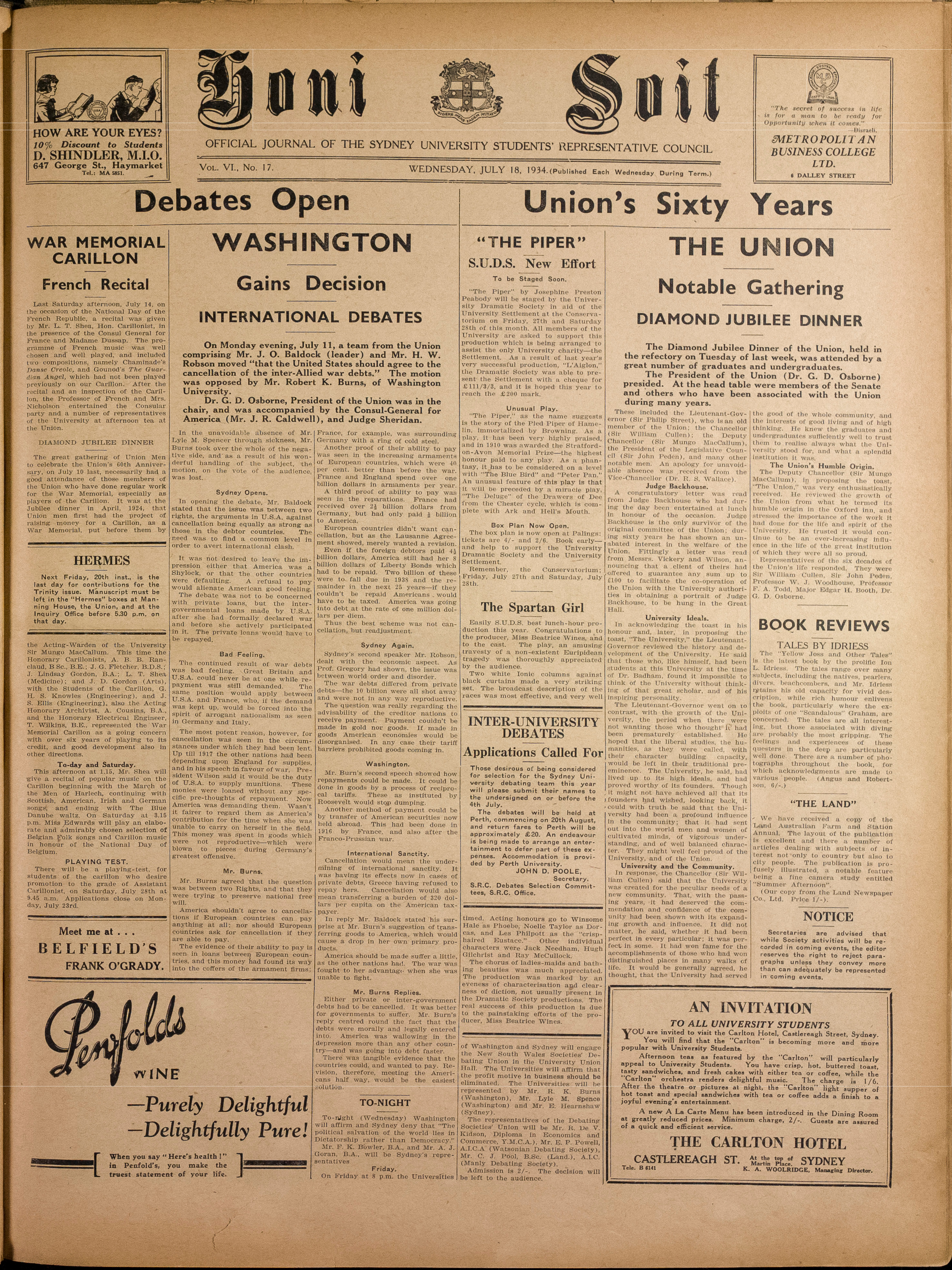 Honi Soit 1934 Issue 17