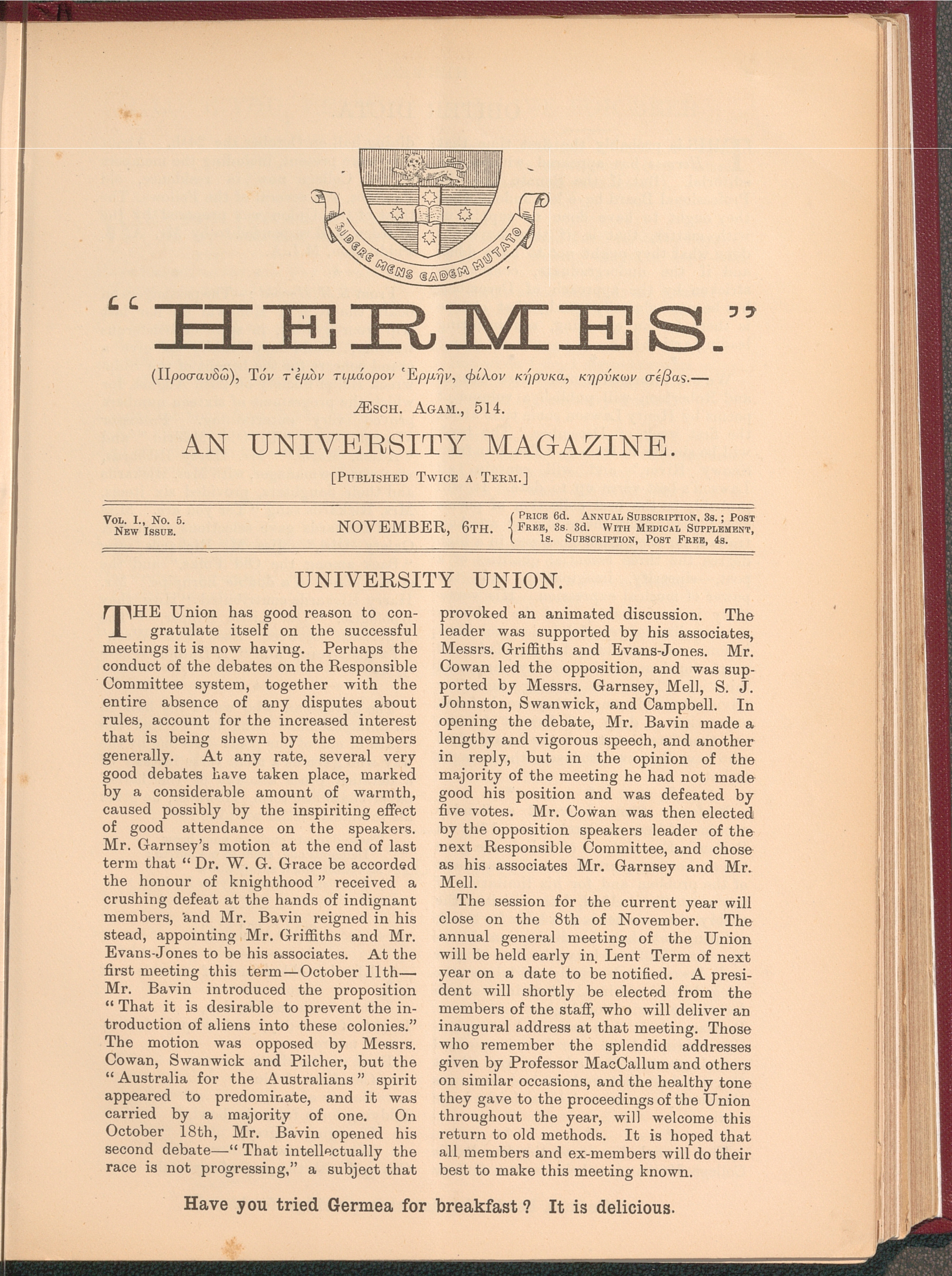 Hermes 1895 Volume 1 Number 5
