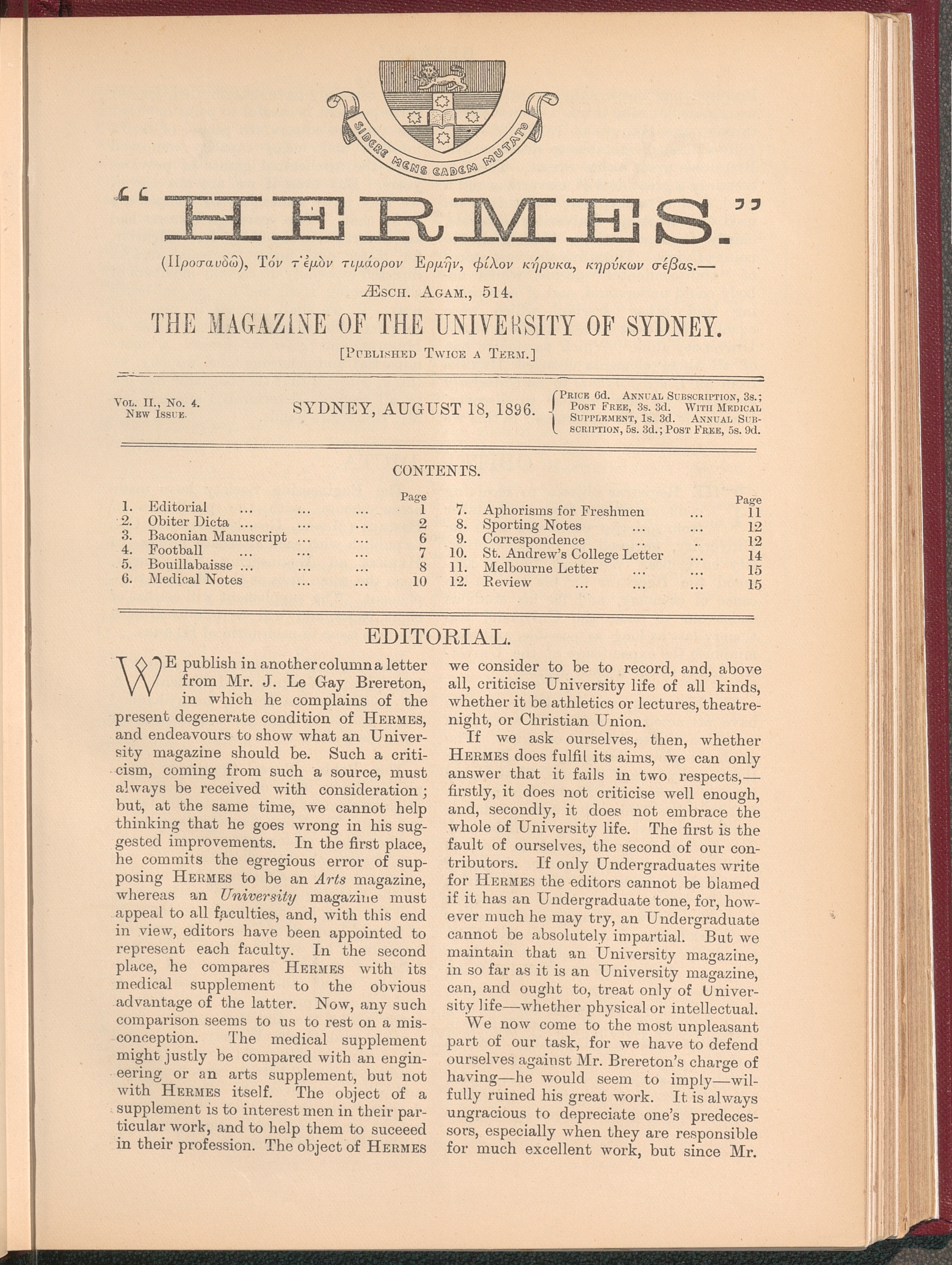 Hermes 1896 Volume 2 Number 4