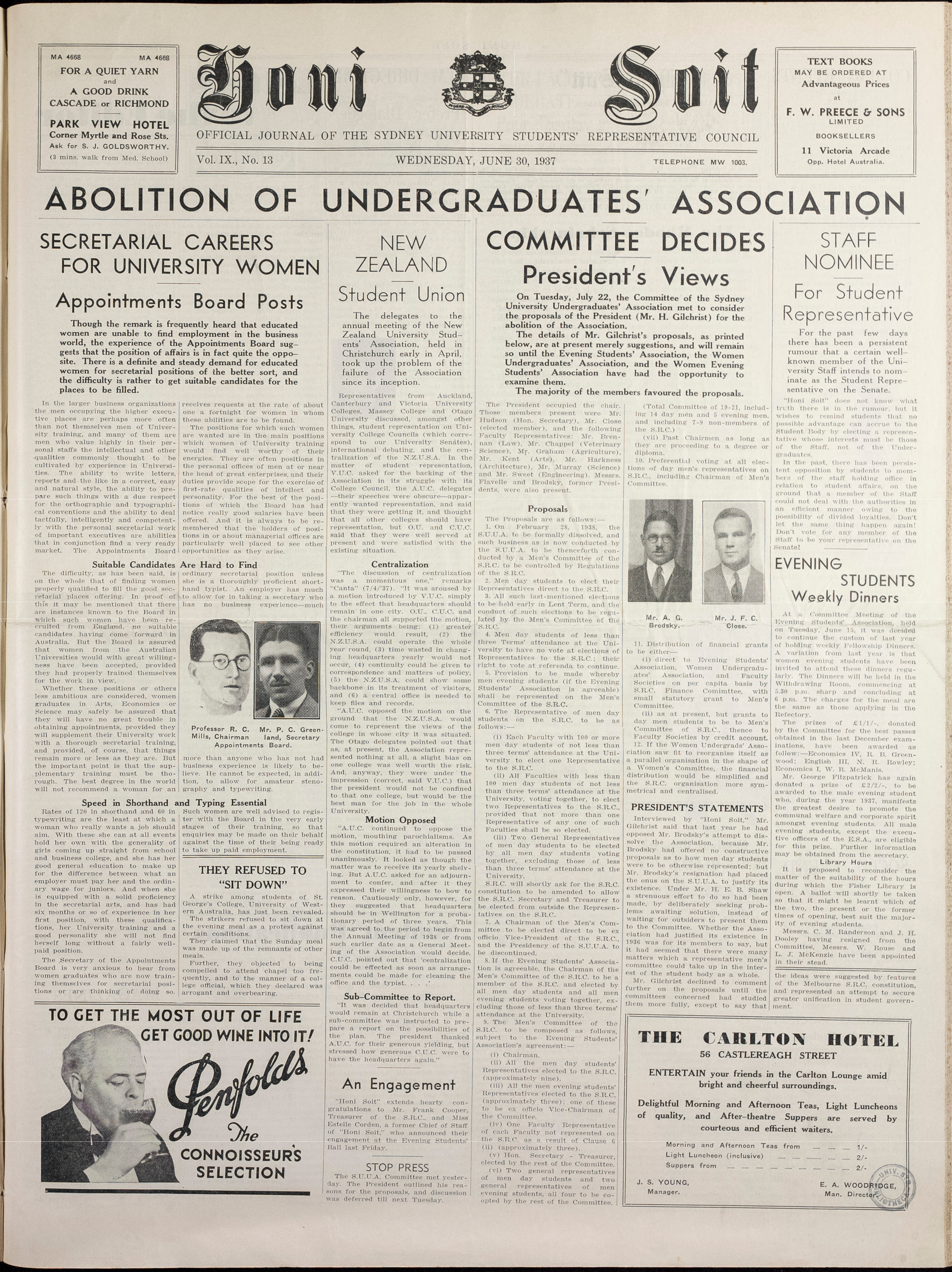 Honi Soit 1937 Issue 13