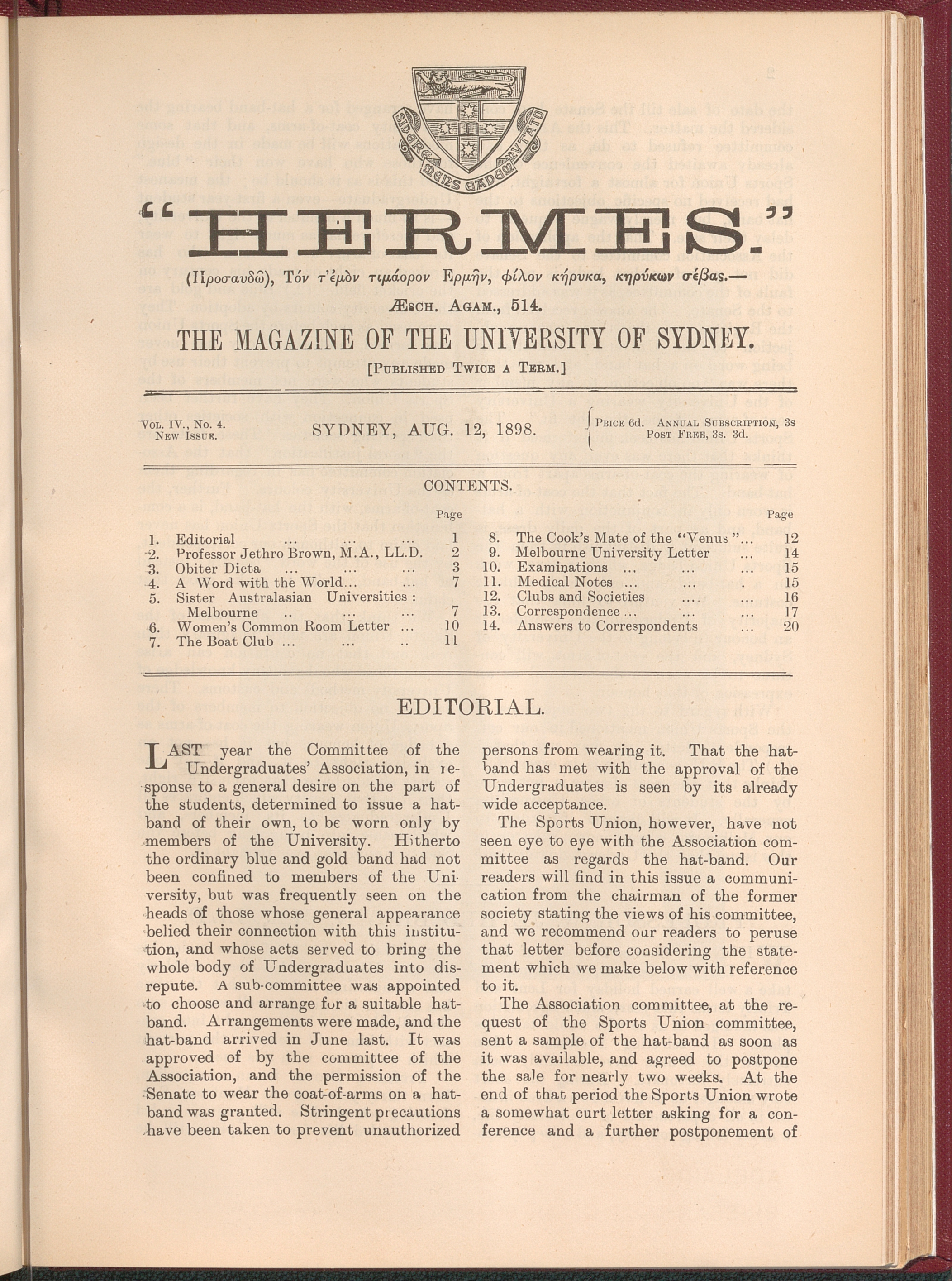 Hermes 1898 Volume 4 Number 4