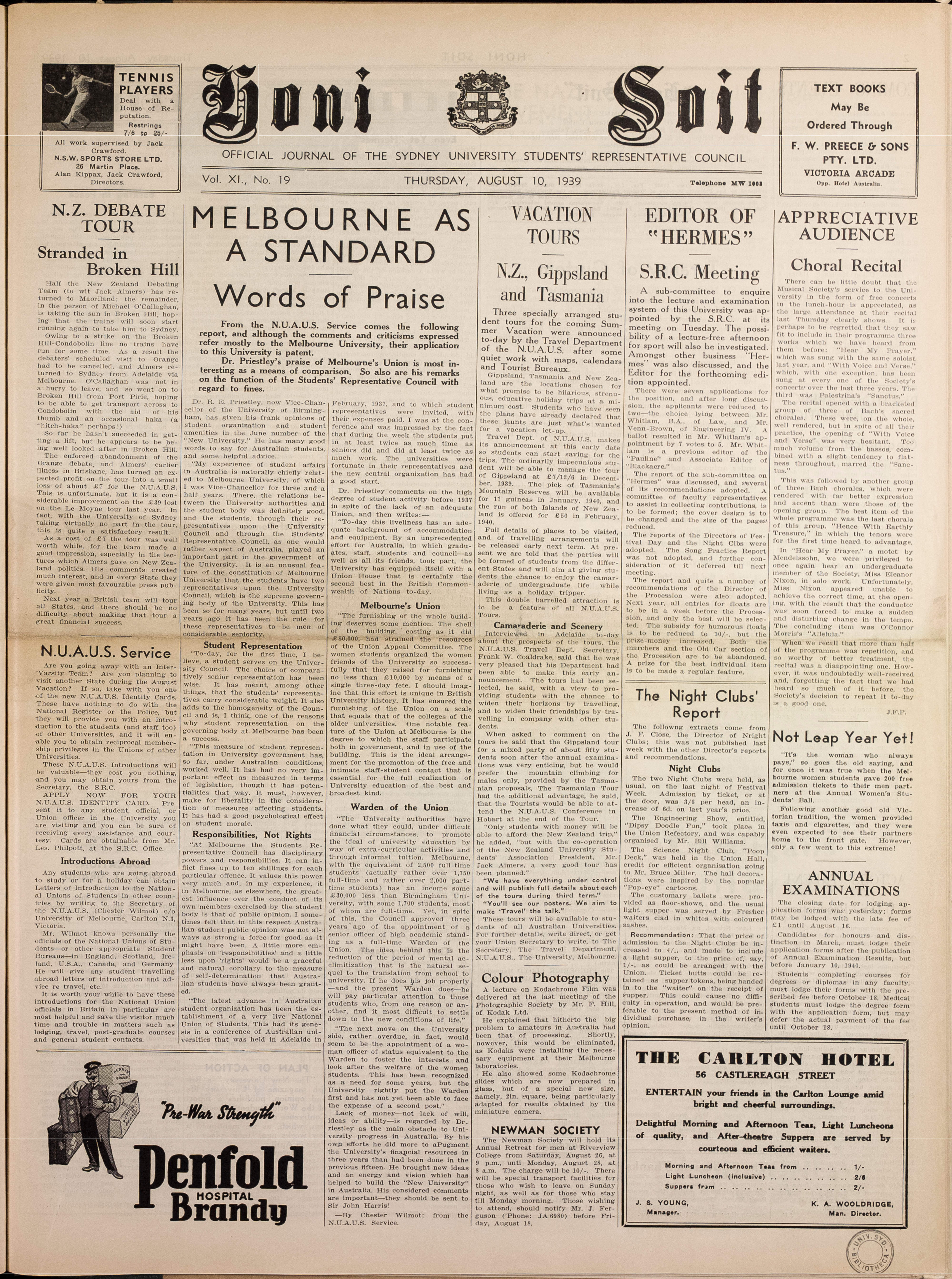 Honi Soit 1939 Issue 19