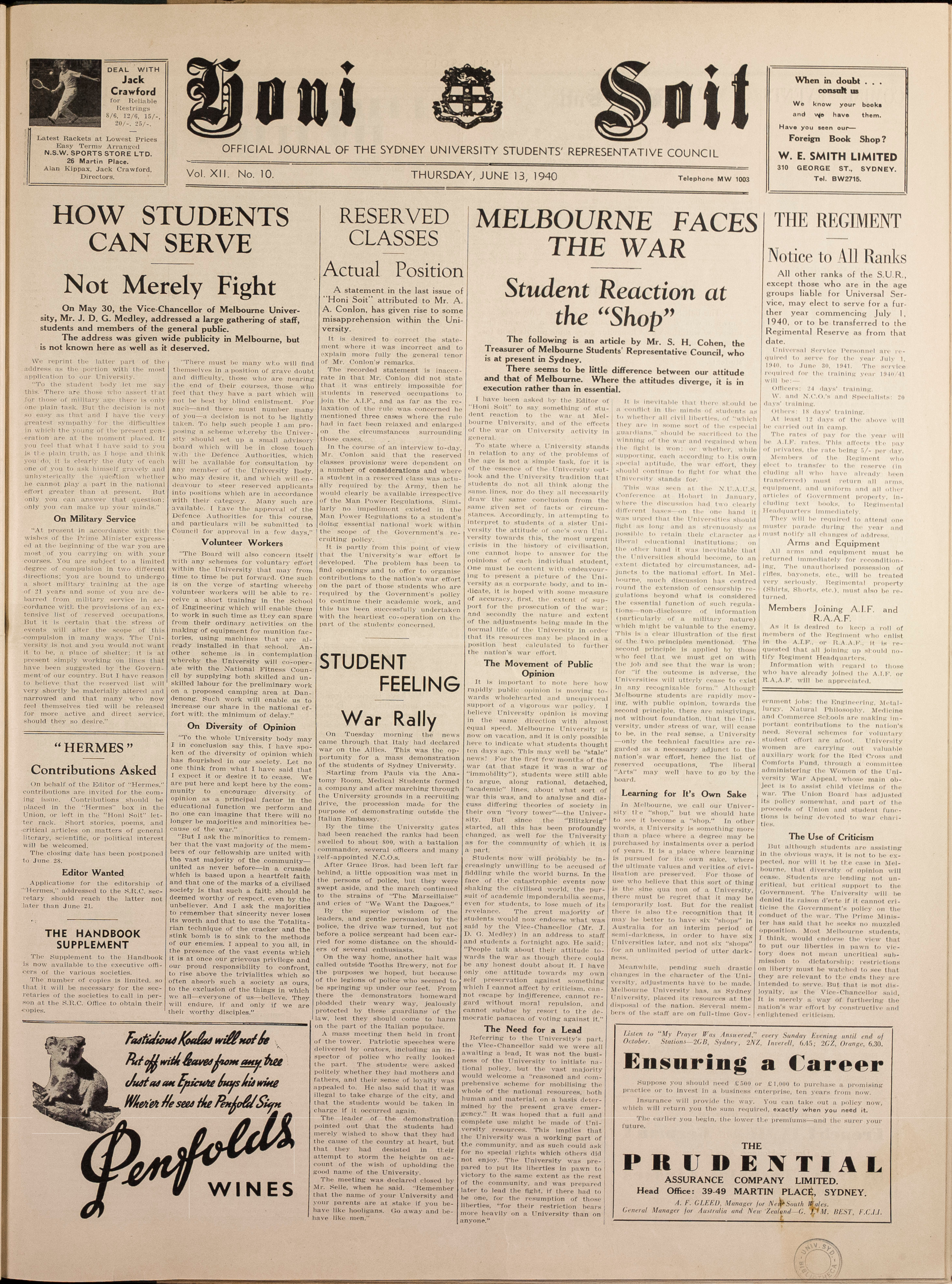 Honi Soit 1940 Issue 10
