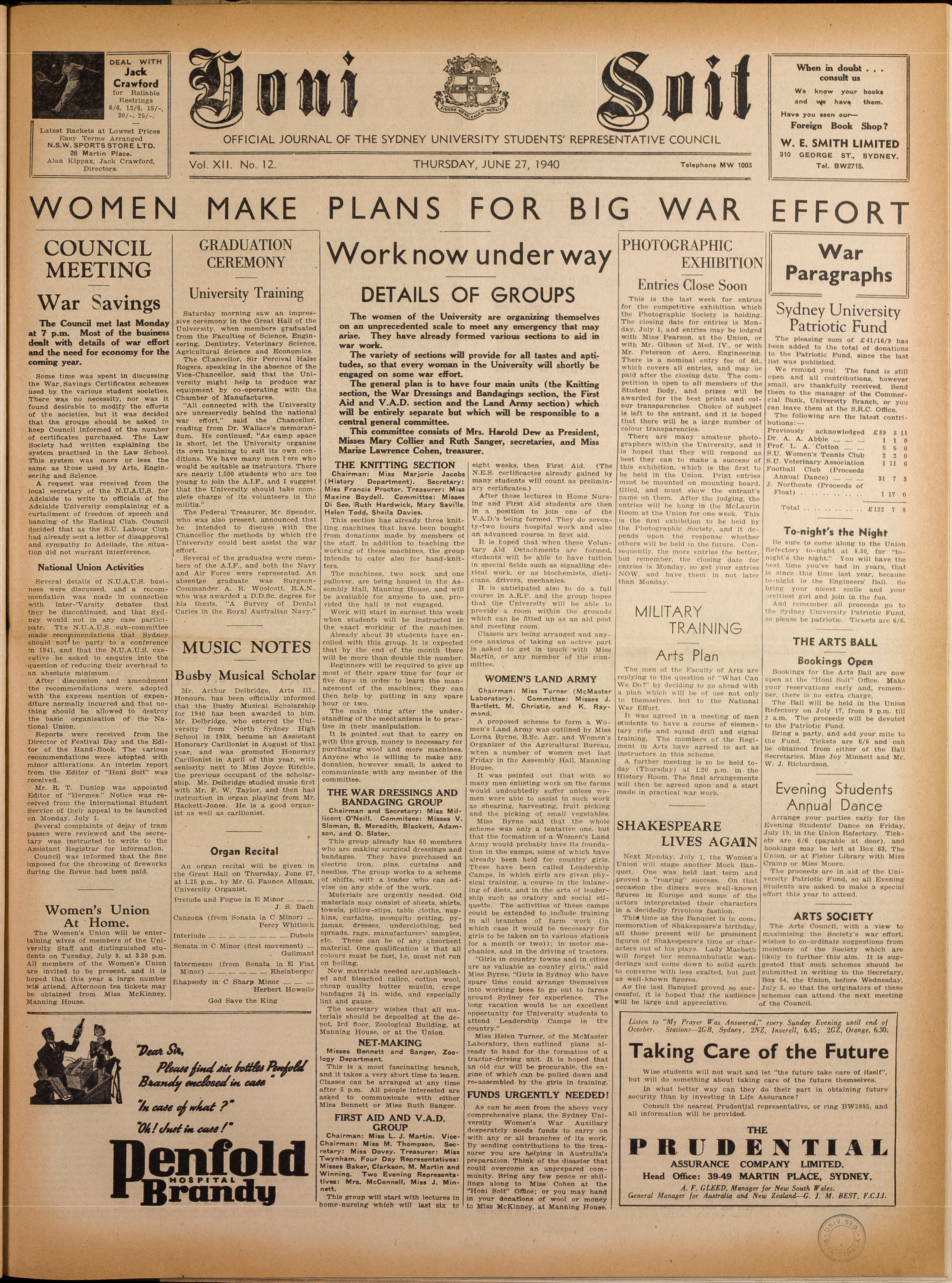 Honi Soit 1940 Issue 12