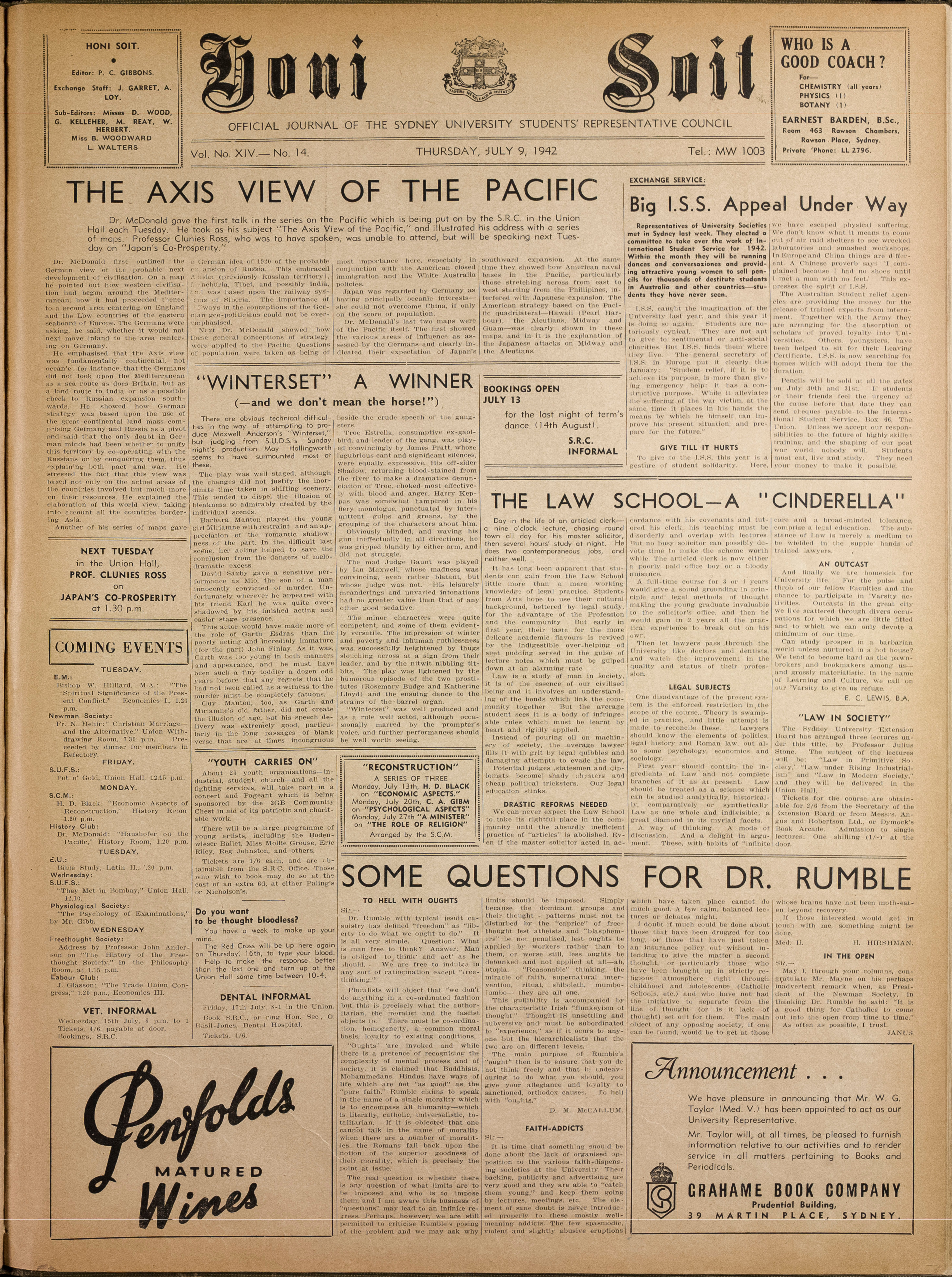 Honi Soit 1942 Issue 14