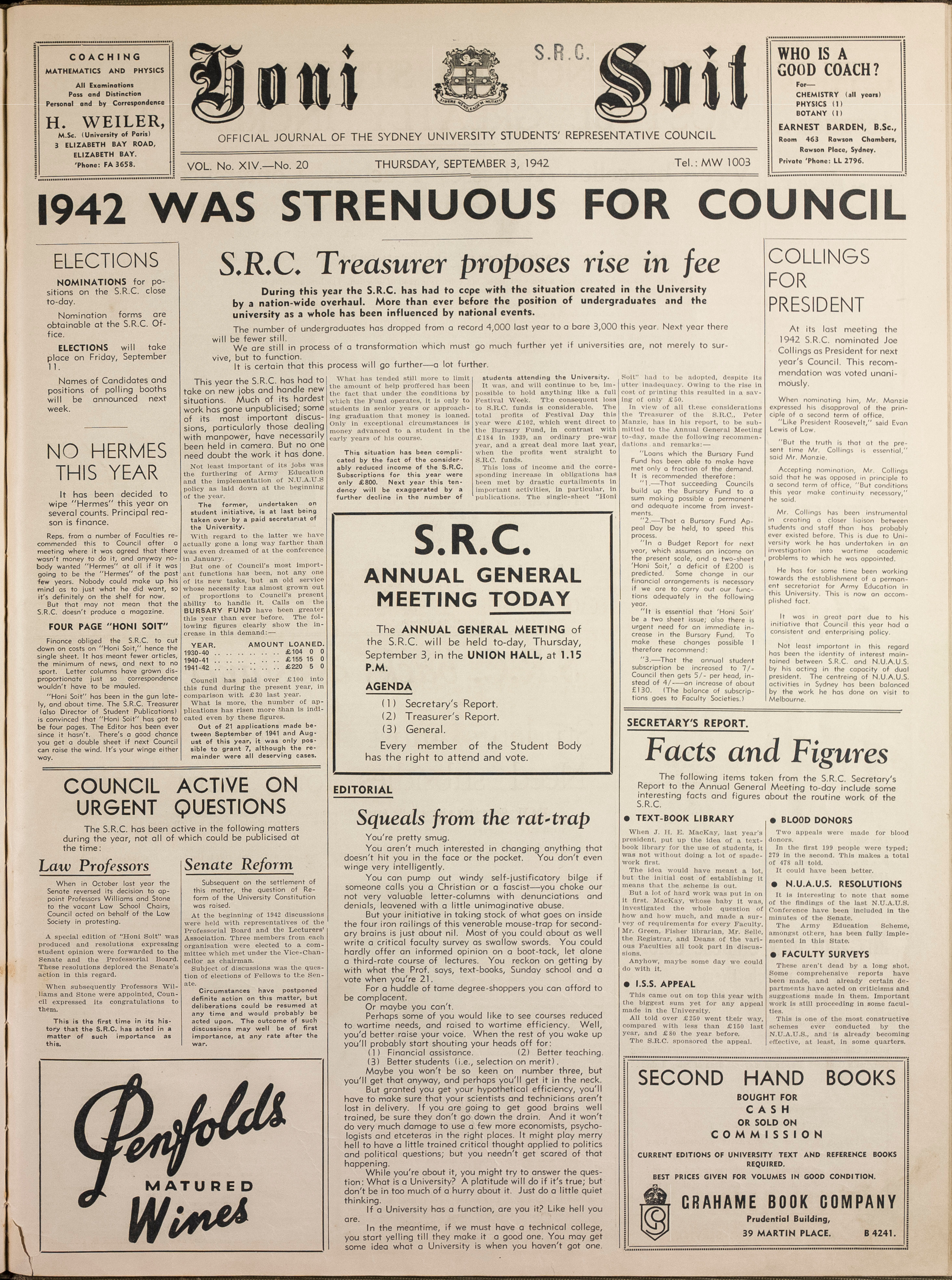 Honi Soit 1942 Issue 20