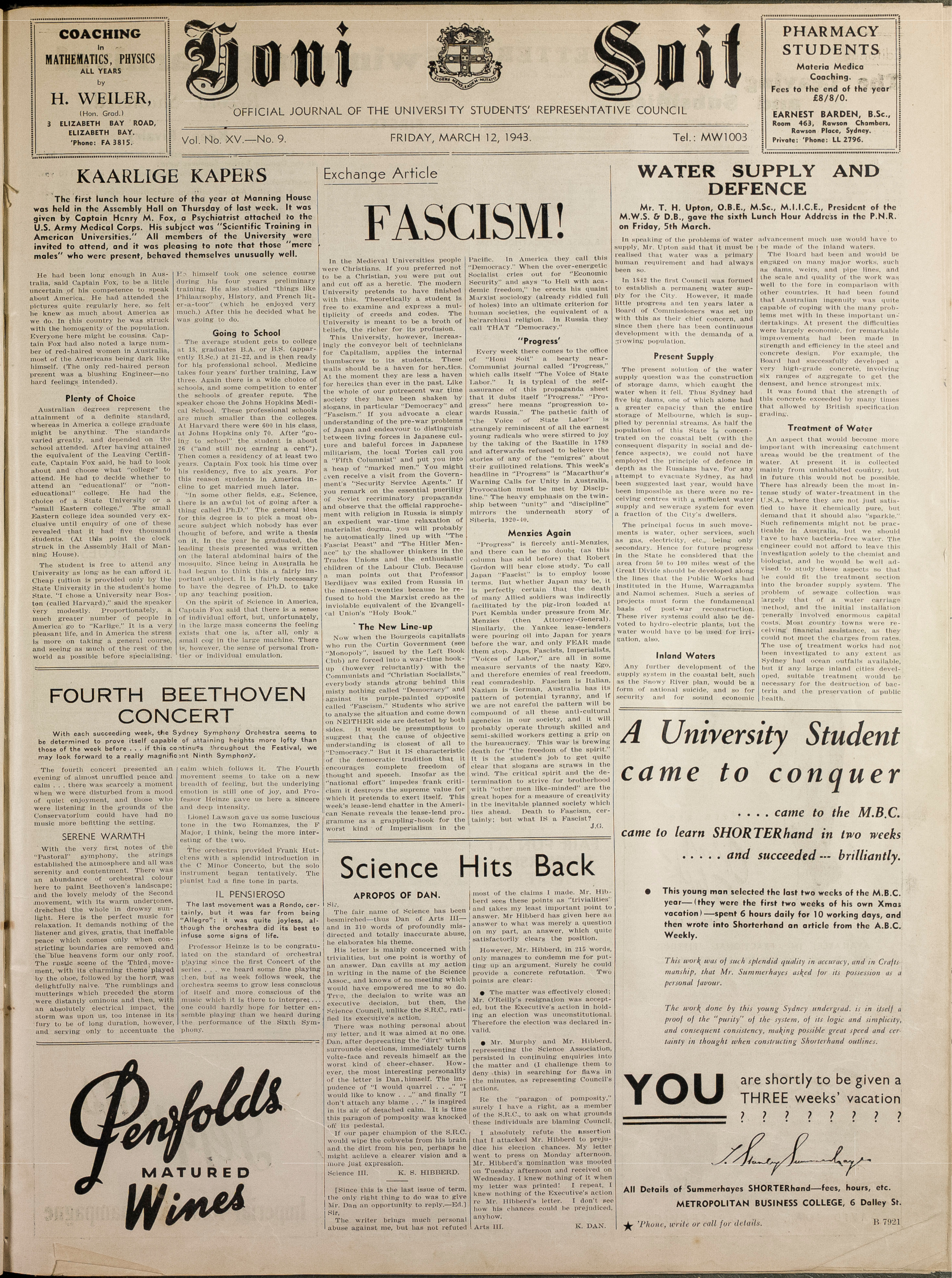 Honi Soit 1943 Issue 09